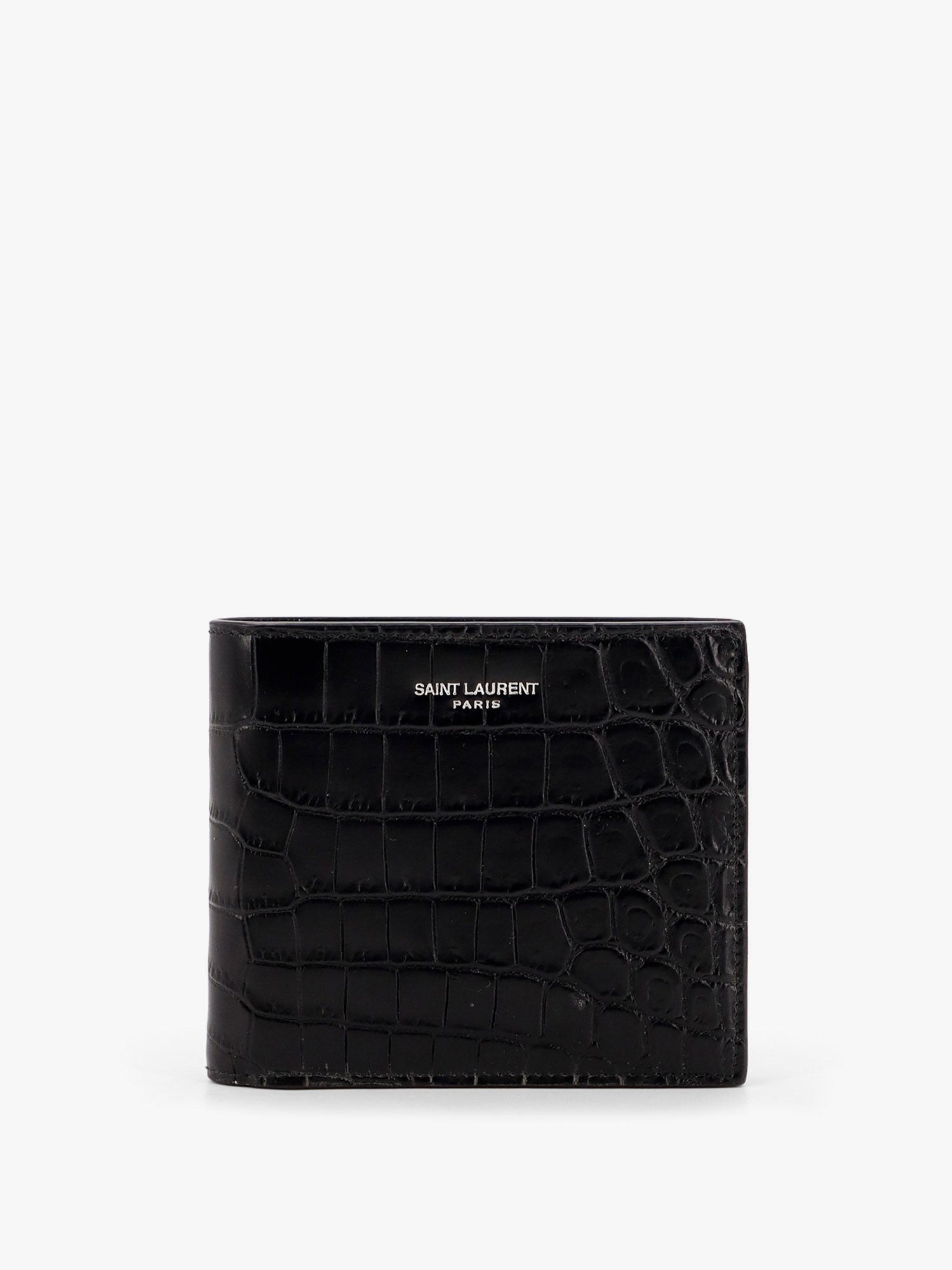 Saint Laurent Leather Wallet With Embossed Lettering Logo On The Front - 1