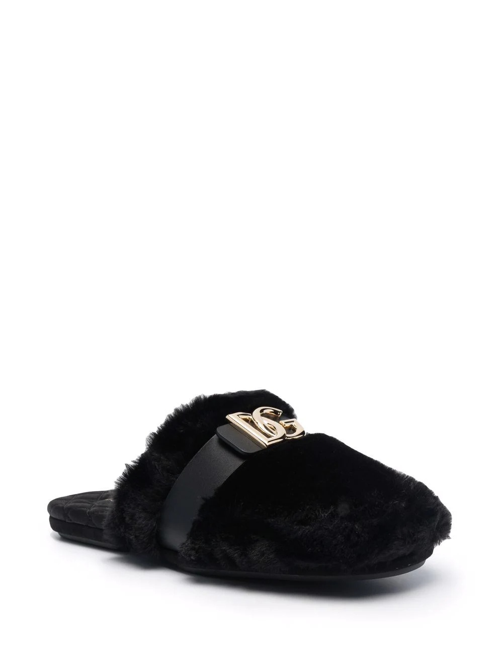 faux-fur logo plaque slippers - 2