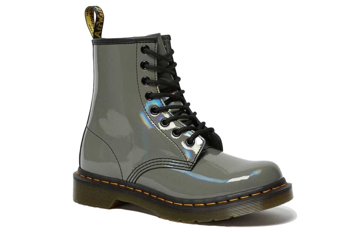 (WMNS) Dr. Martens 1460 Rainbow Patent Lace Up Boots 'Gunmetal' 26705029 - 2