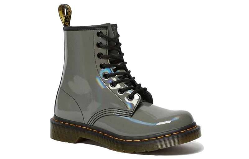Dr. Martens (WMNS) Dr. Martens 1460 Rainbow Patent Lace Up Boots 'Gunmetal' 26705029 outlook