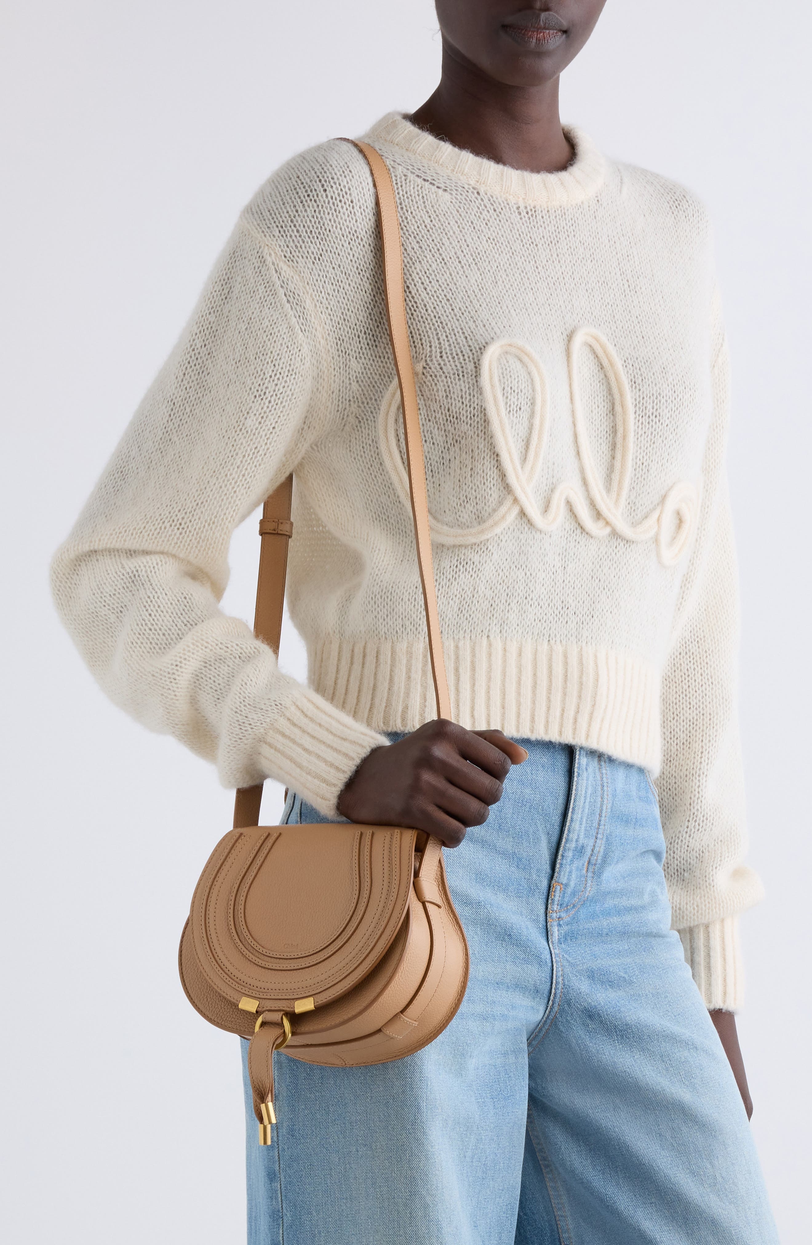 Chloé Small Marcie Leather Crossbody Bag in 26X Light Tan at Nordstrom - 2
