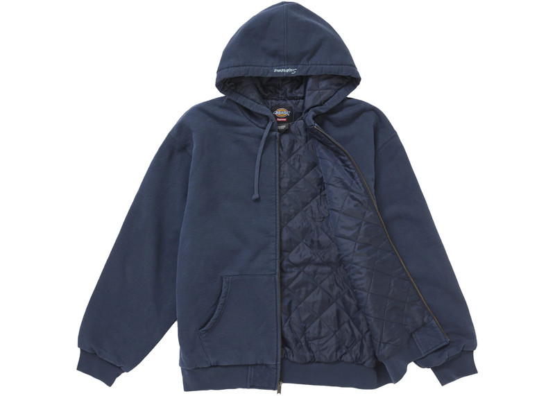 Supreme Supreme Dickies Quilted Lined Zip Up Hooded Sweatshirt Navy outlook