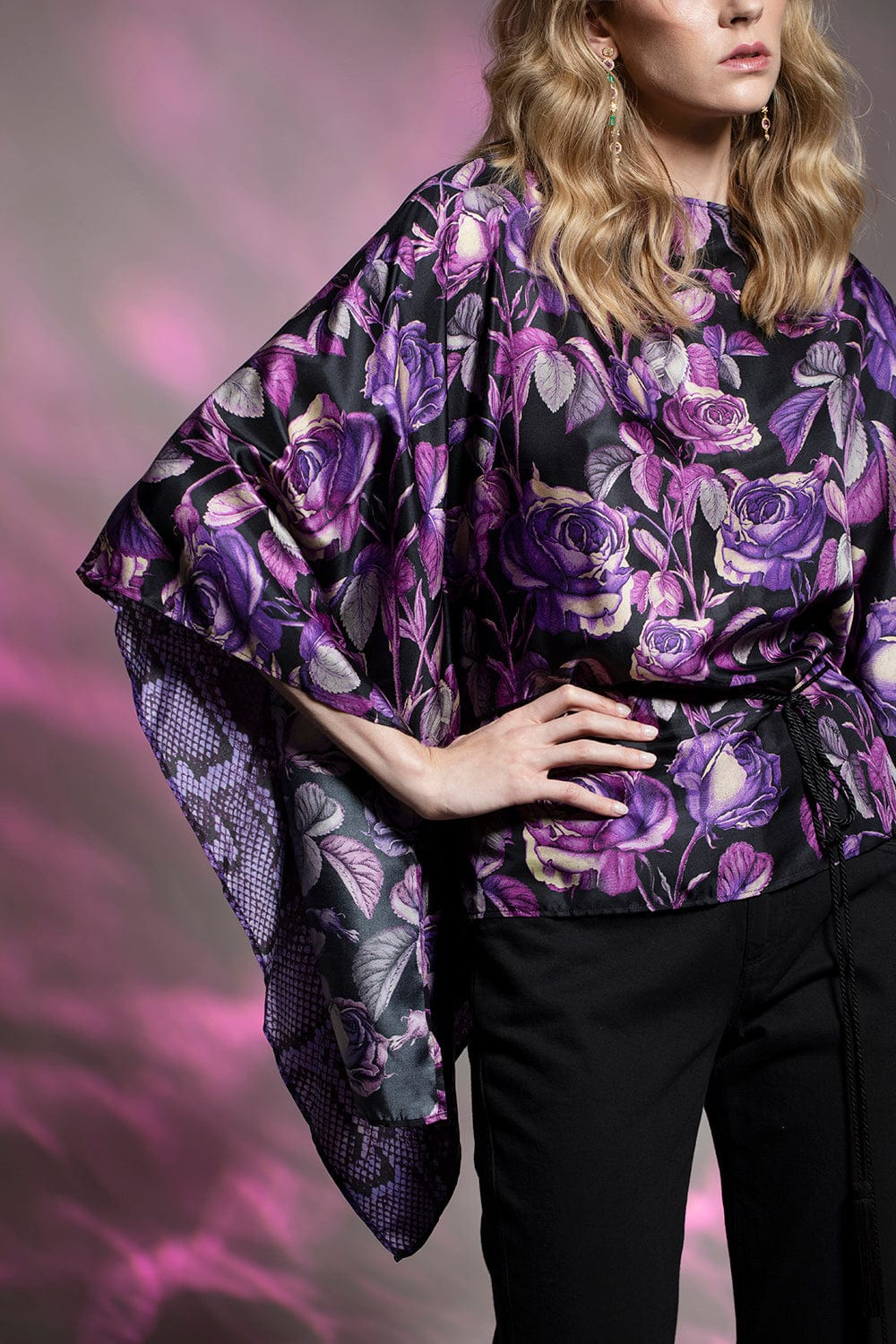 Poncho Blouse with Belt - 3