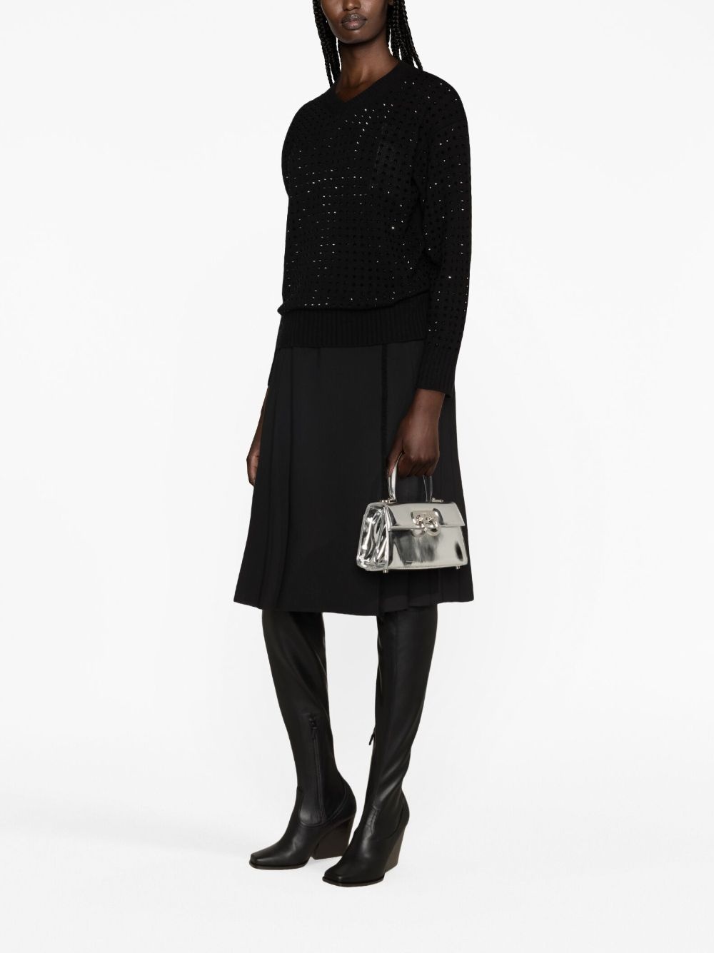 rhinestone-embellished fine-knit jumper - 3