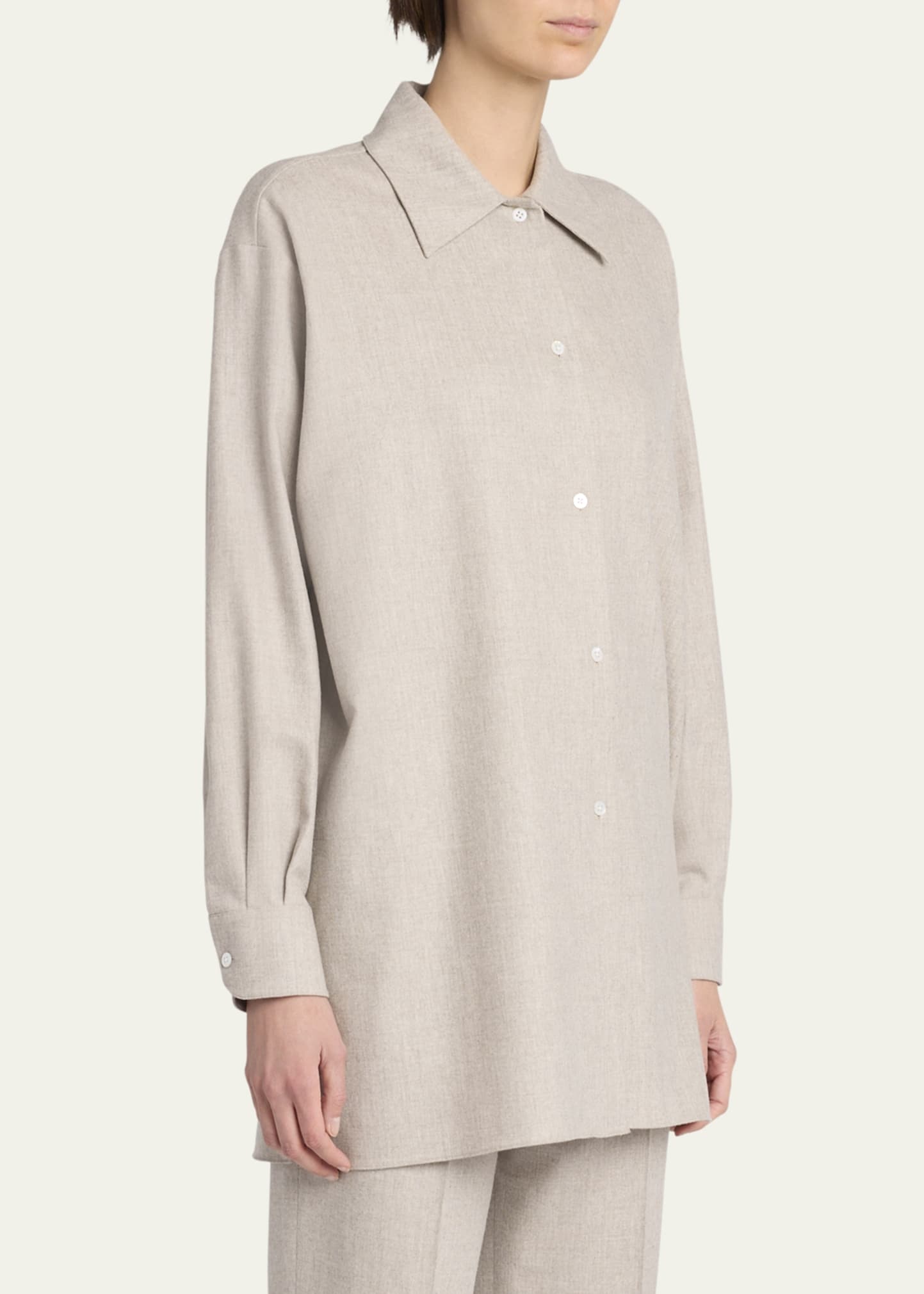 Komako Button Down Wool Cashmere Blouse - 4