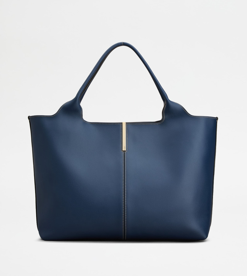 SHOPPING BAG IN LEATHER MEDIUM-SMALL - BLUE 1