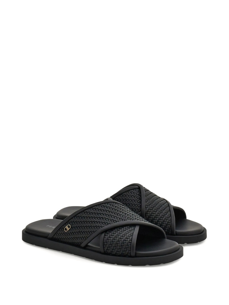 FERRAGAMO Ferragamo Woven Crossover Gancini Sandals outlook