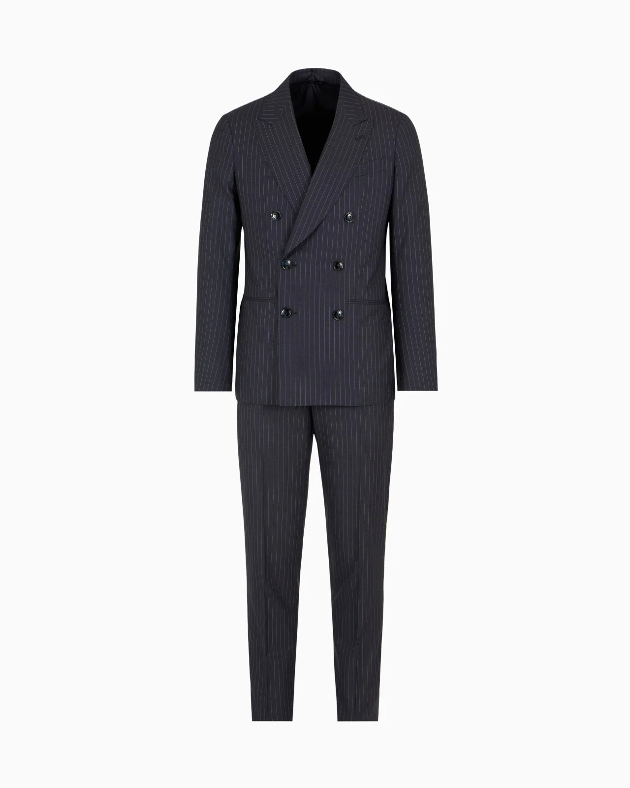 NAPOLI LINE DOUBLE-BREASTED PINSTRIPED SUIT IN VIRGIN WOOL - 1