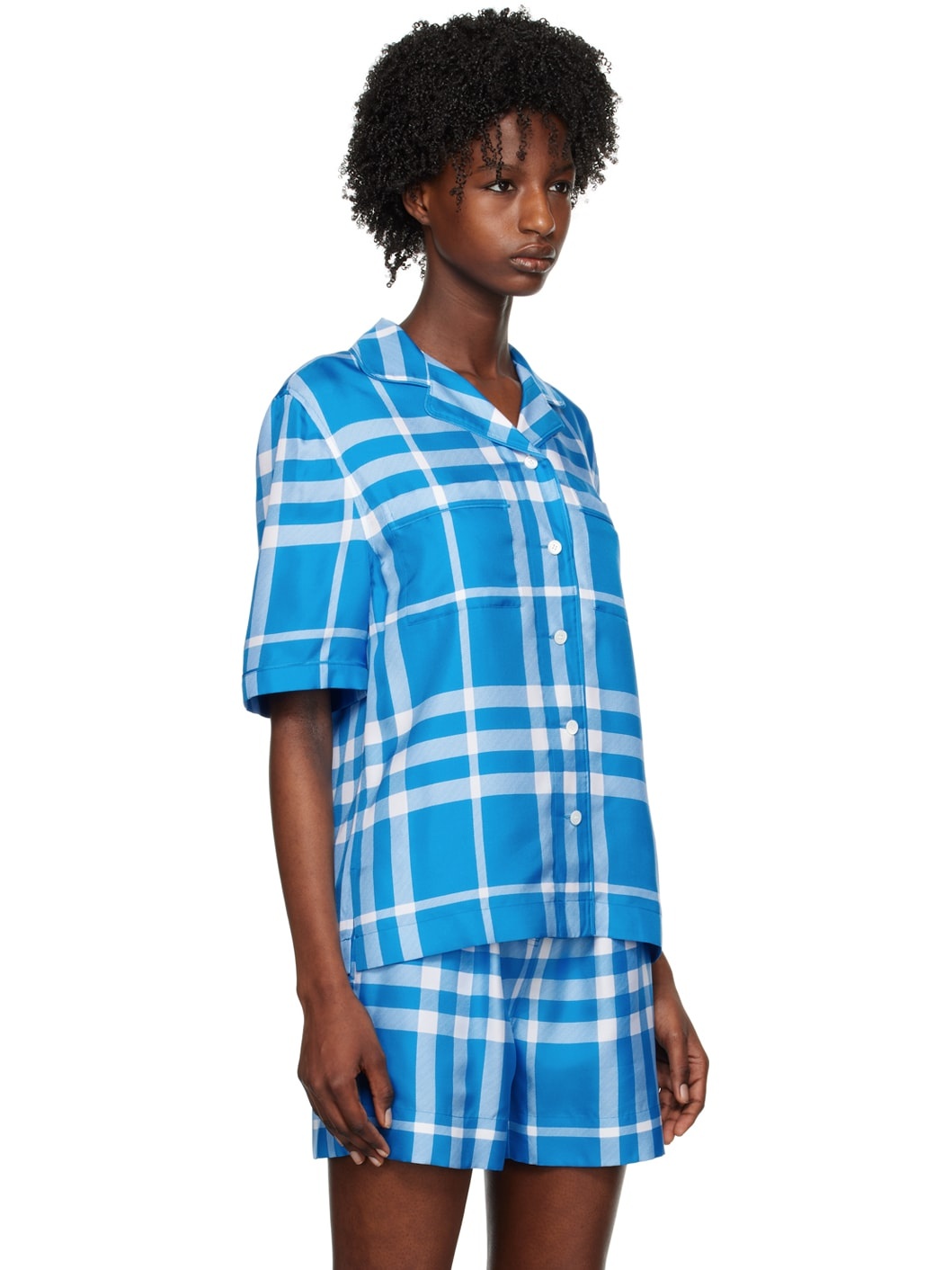 Blue Exaggerated Check Shirt - 2