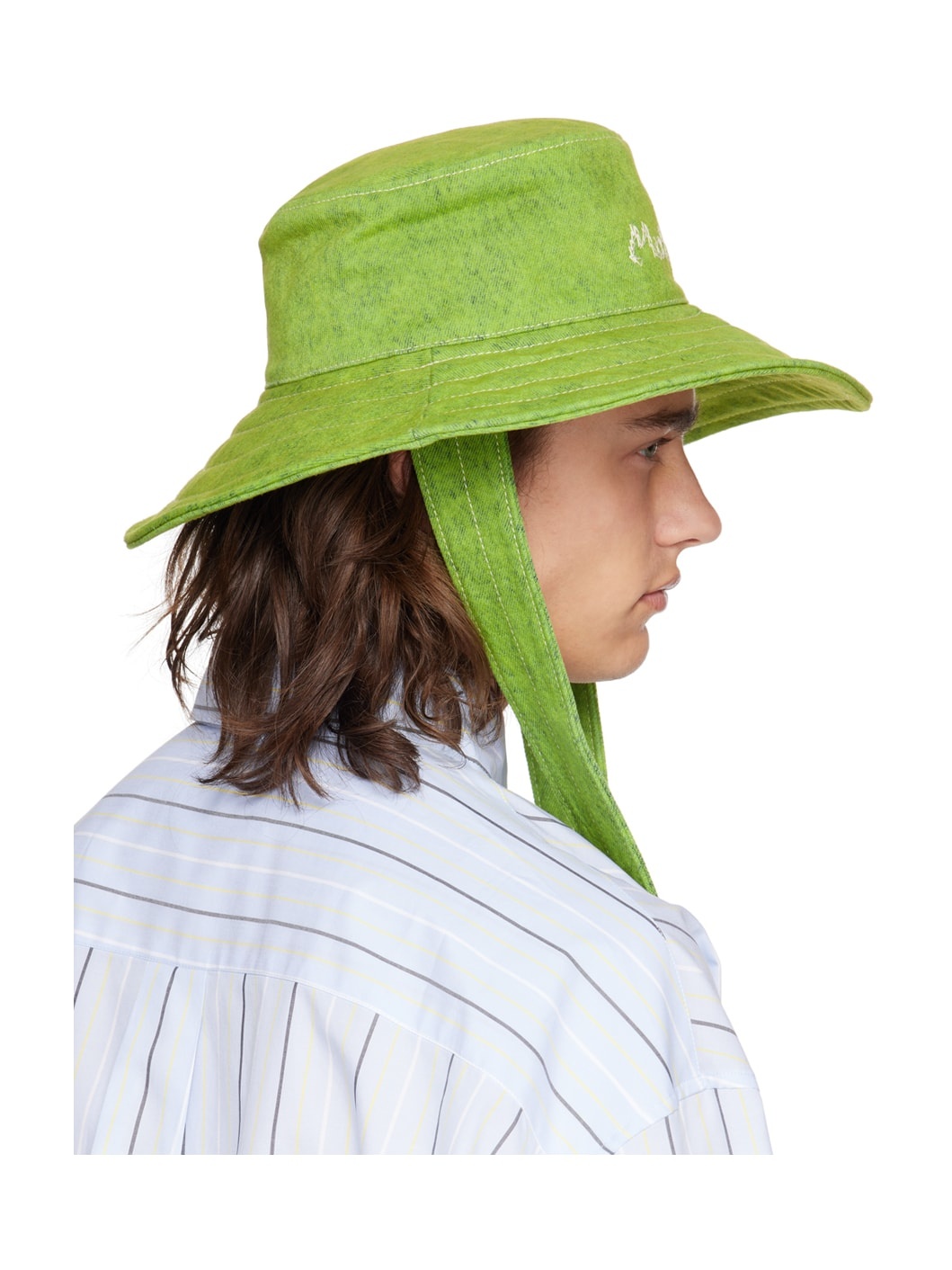 Green Marble Dyed Bleached Bucket Hat - 3