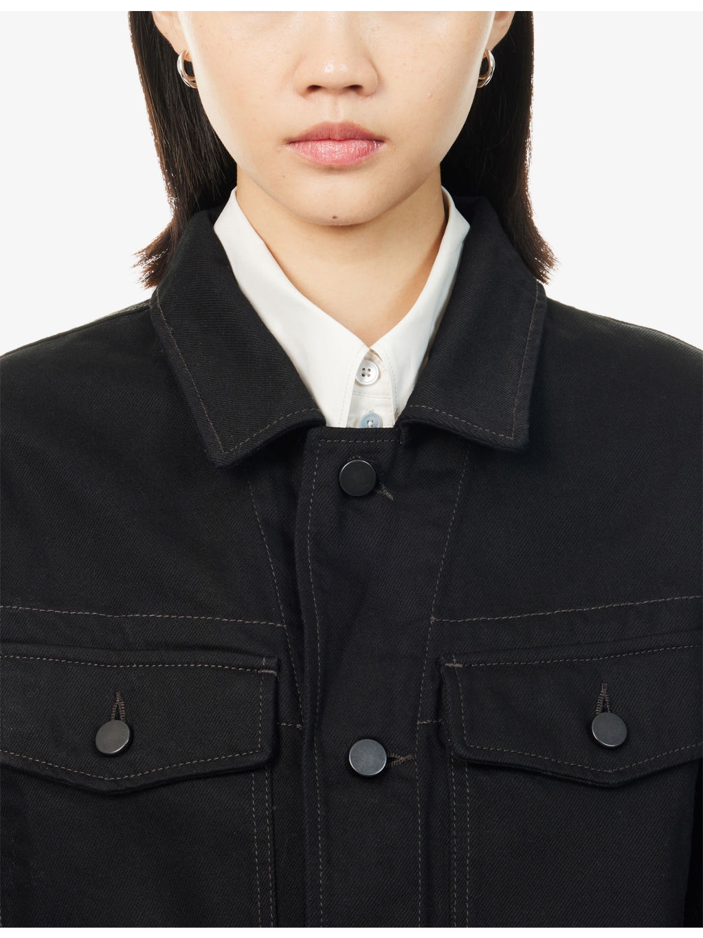 Cropped Blouson Denim Jacket - 5