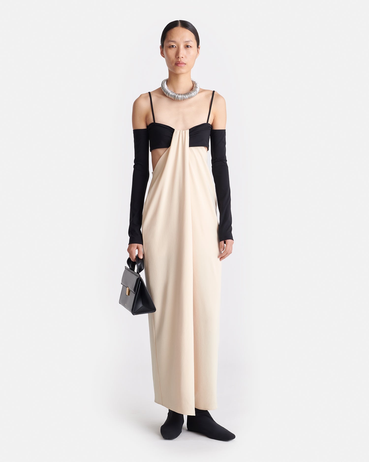 Draped Georgette and Jersey Dress - 3