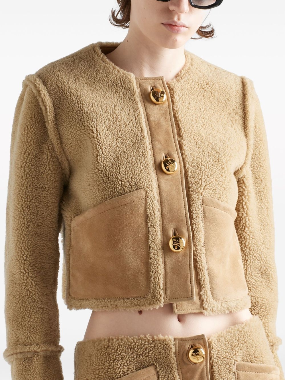 shearling cropped jacket - 5