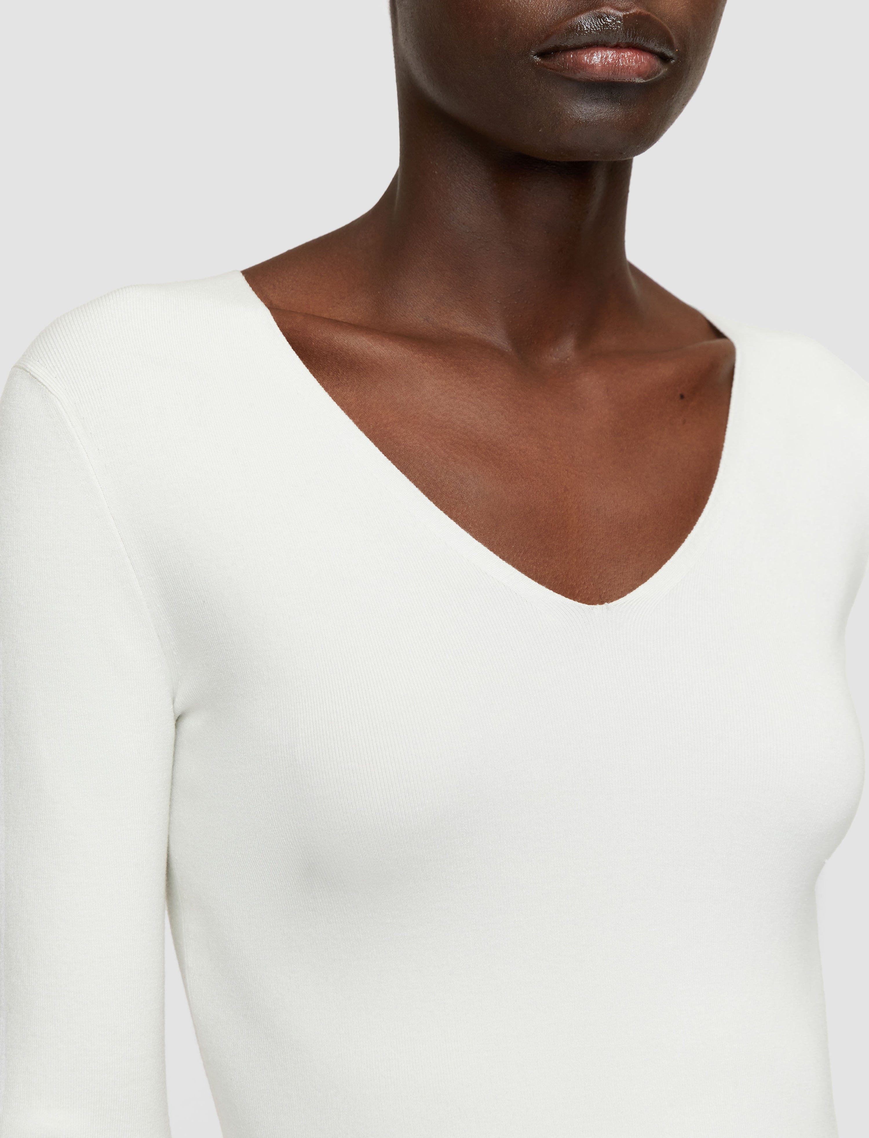 Silk Stretch V Neck Top - 5