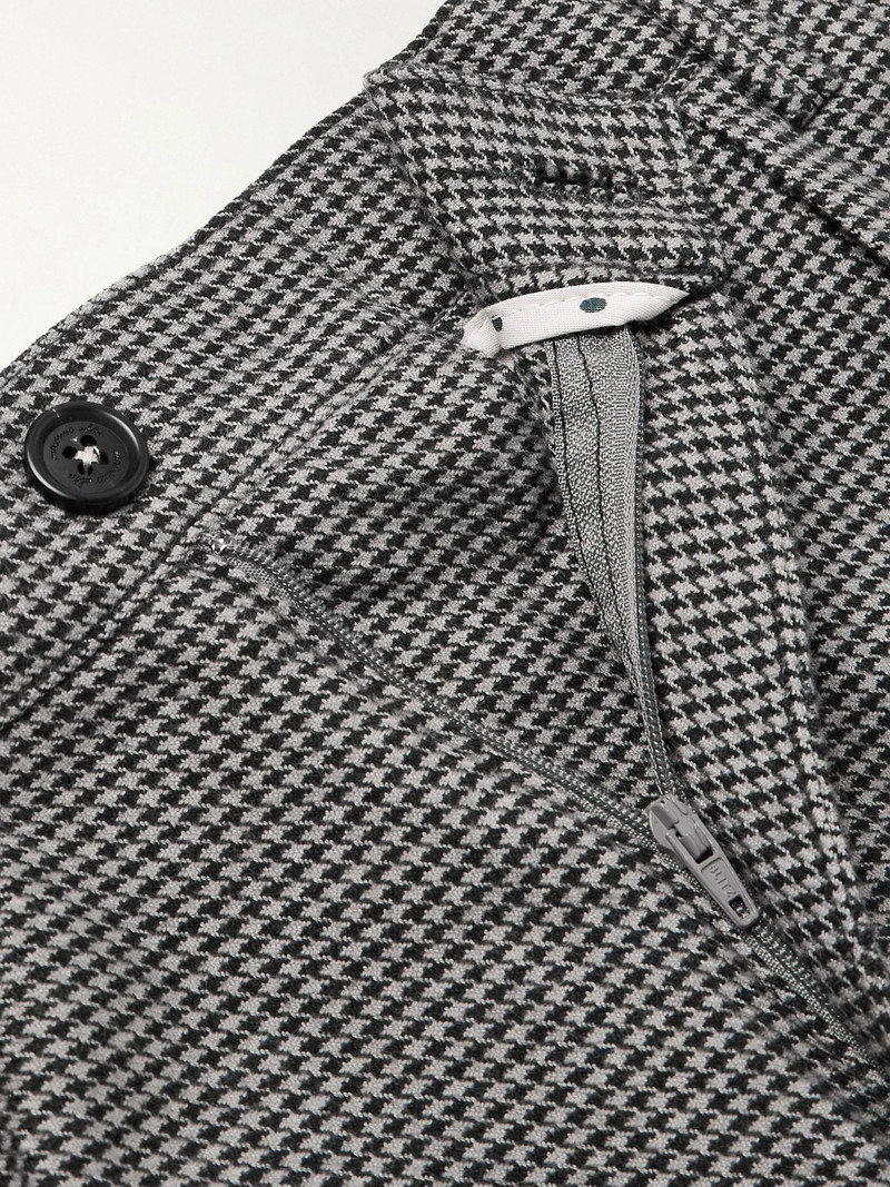Stan Straight-Leg Pleated Houndstooth Cotton Trousers Gray 6