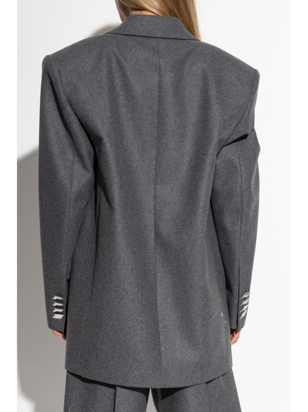 single-button wool-blend blazer - 4