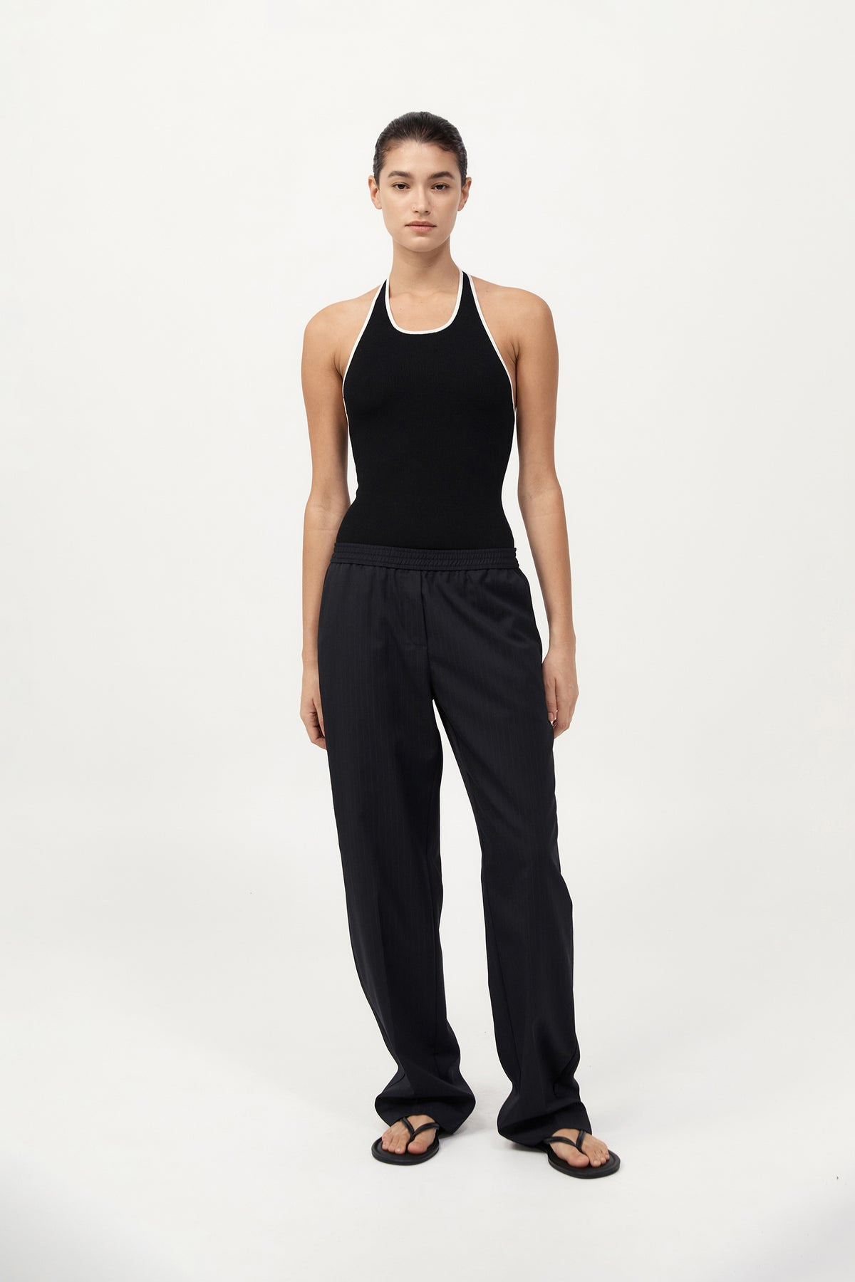 Fine Line Halter Top - Black - 3
