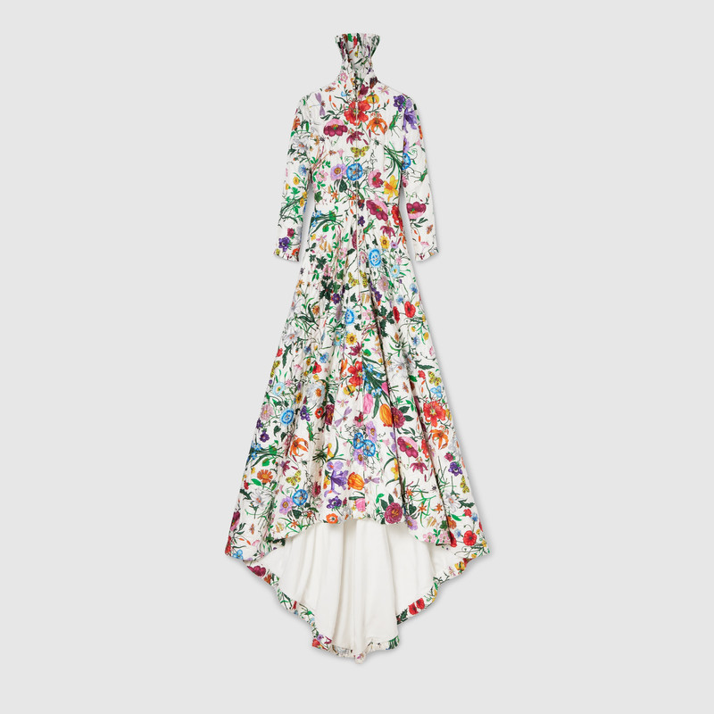 Printed quilted twill long dress 1