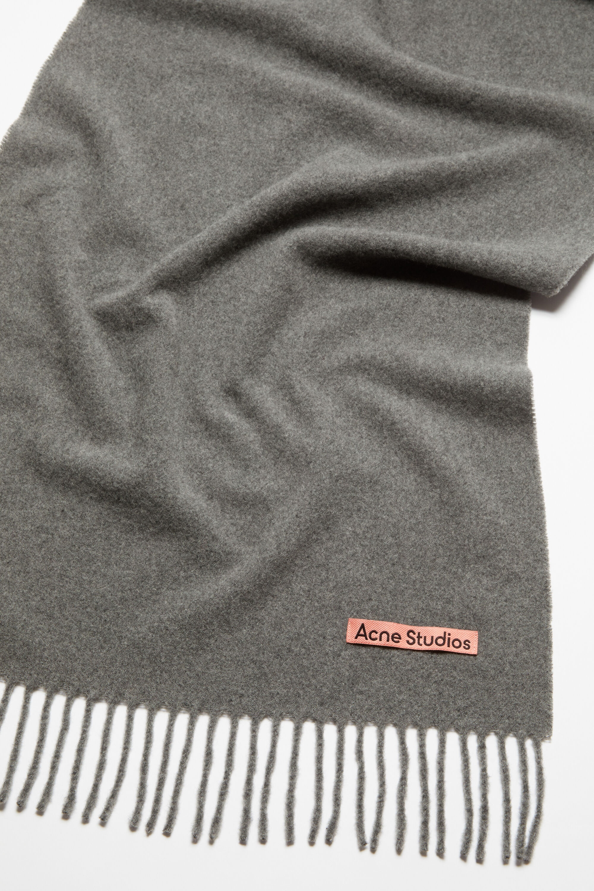 Cashmere fringe scarf - Narrow - Grey Melange - 4