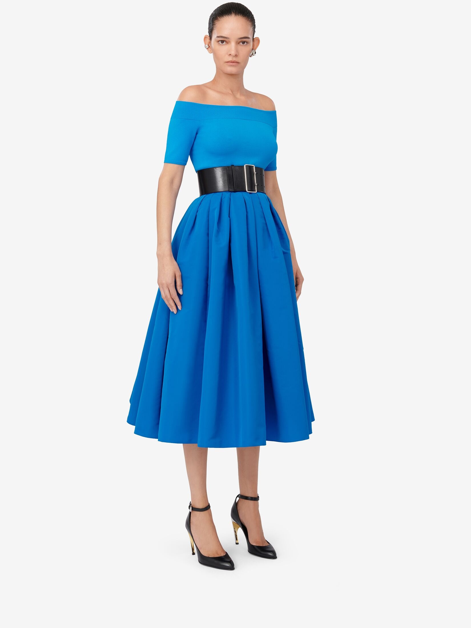 Women's Pleated Midi Skirt in Lapis Blue - 3