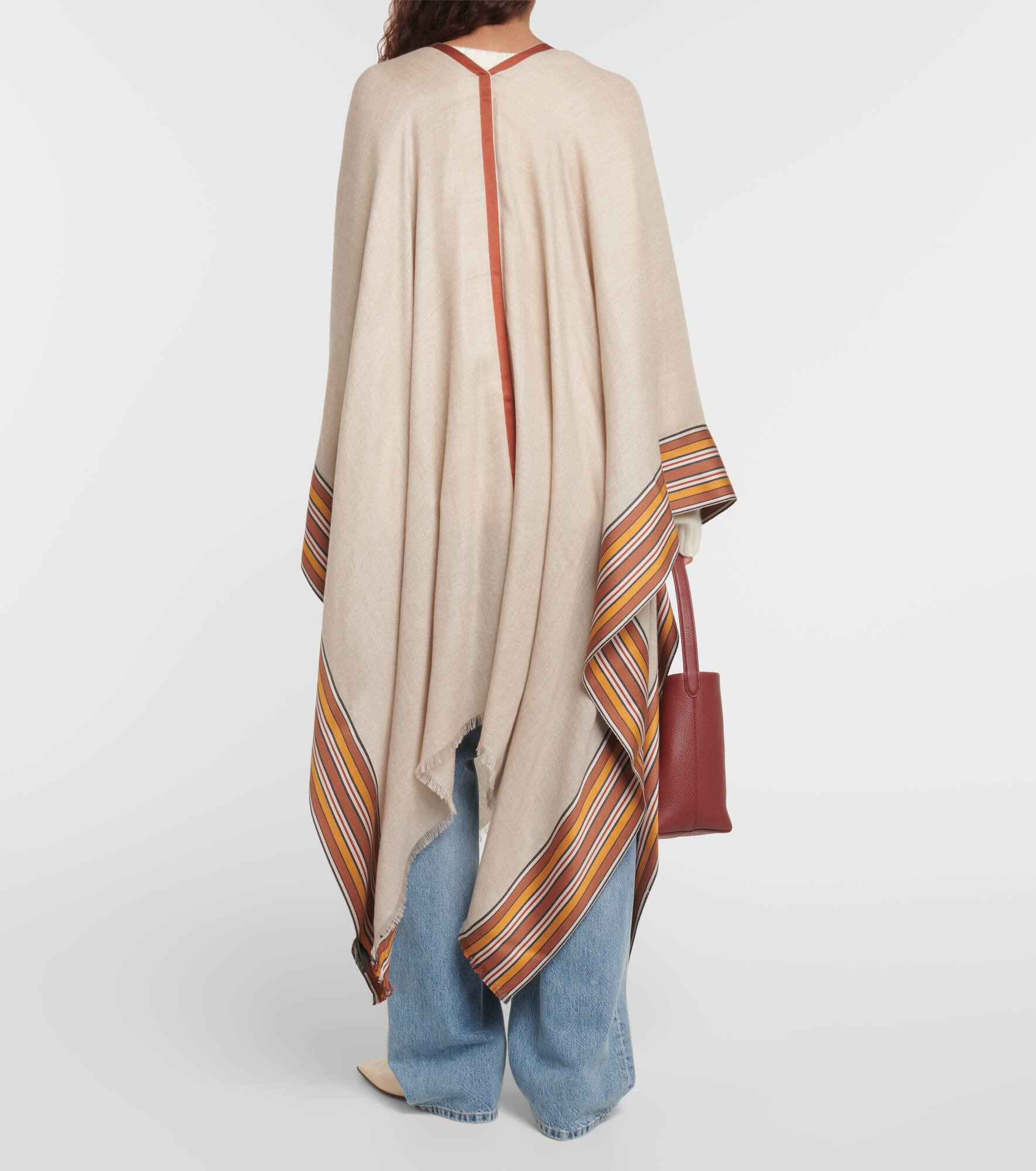 The Suitcase Stripe silk and cashmere poncho - 3