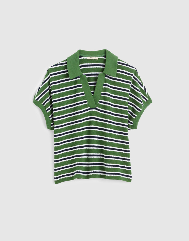 Relaxed V-Neck Polo Shirt in Stripe 1