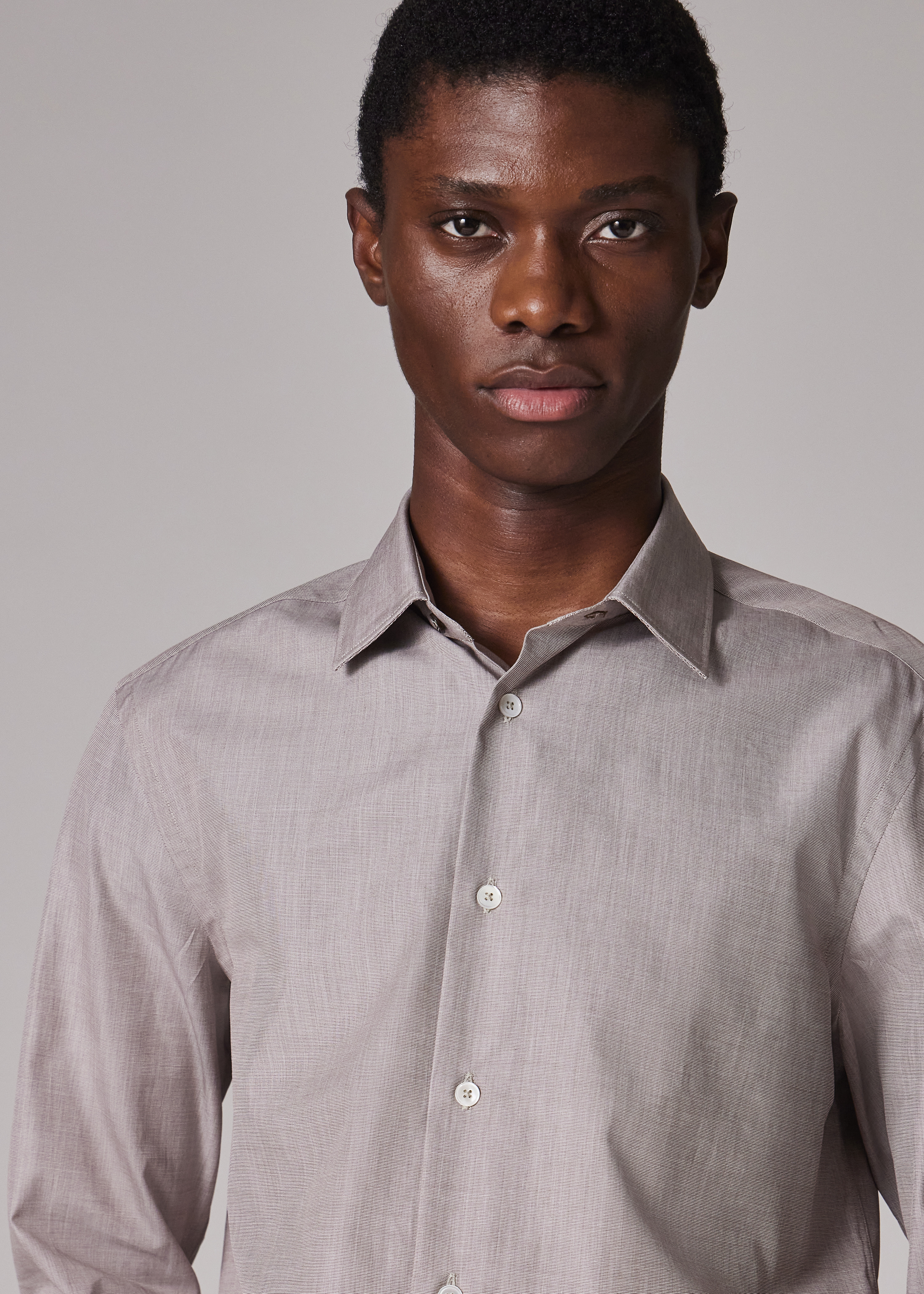 Tailored-Fit Light Brown End-On-End Cotton Shirt - 3