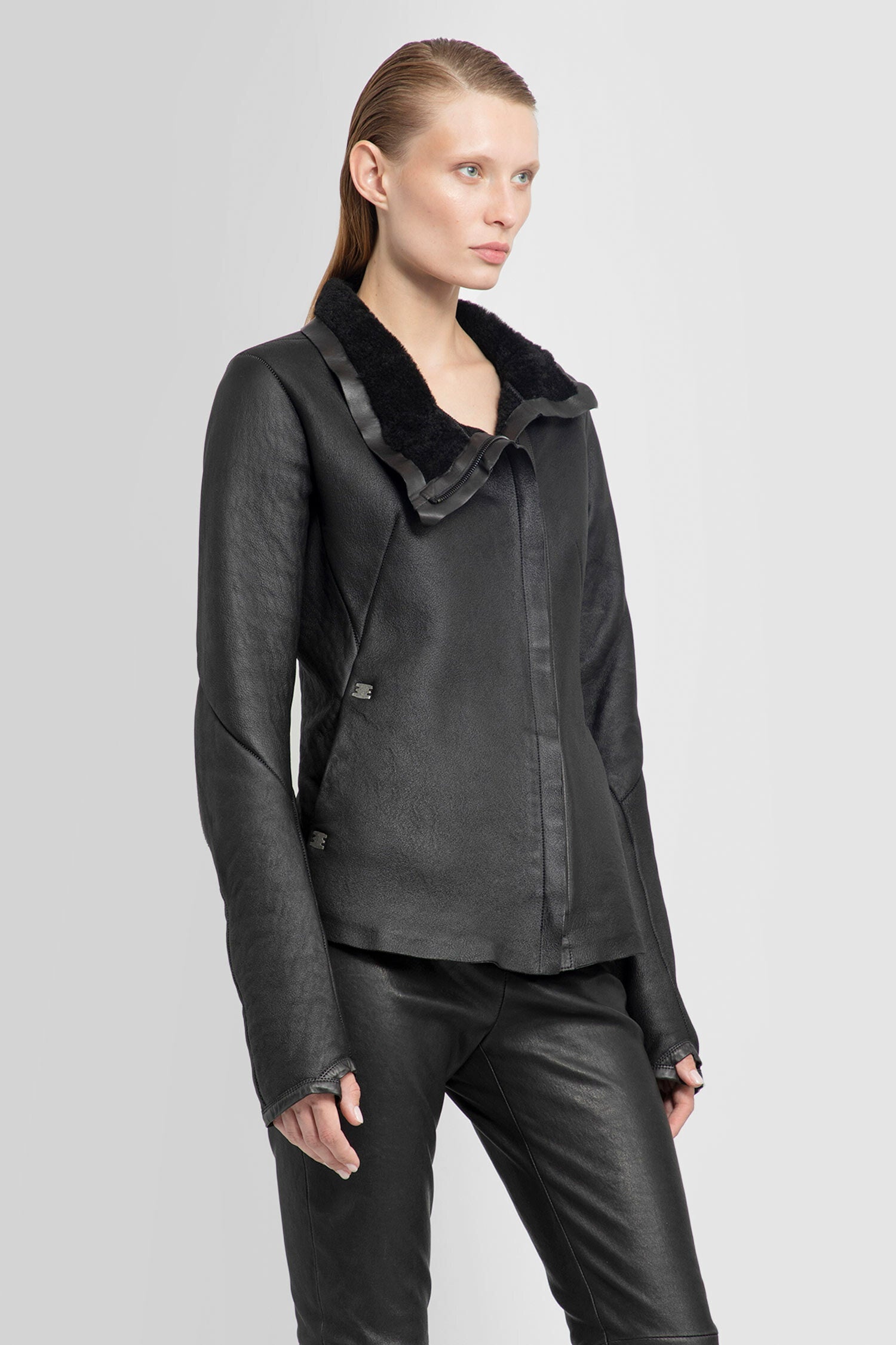 ISAAC SELLAM WOMAN BLACK LEATHER JACKETS - 2