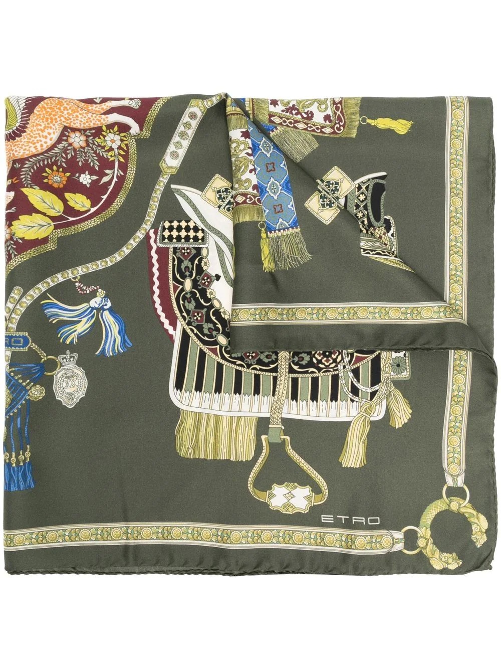 equestrian-print silk scarf - 1