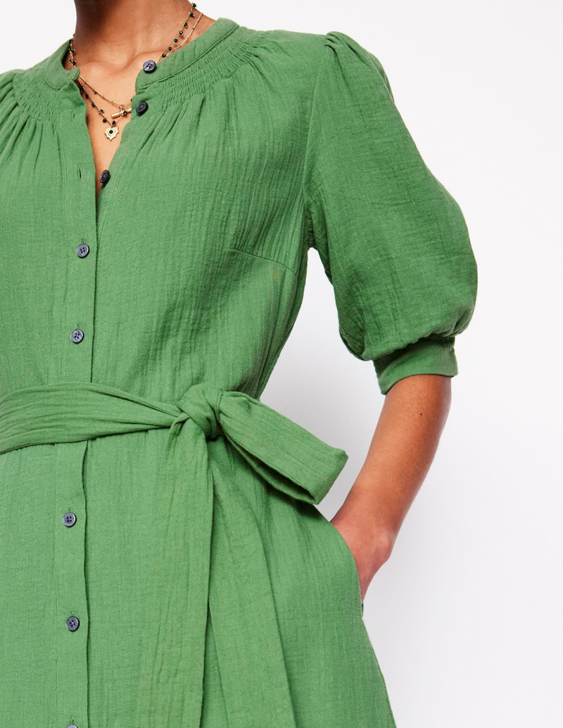 Ada Double Cloth Midi Dress-Paradise Green 3