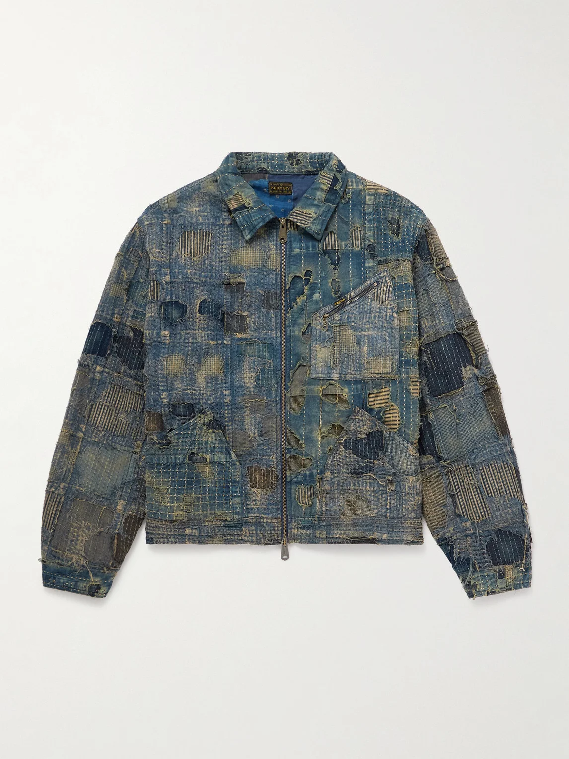 Boro Distressed Patchwork Denim Jacket - 1
