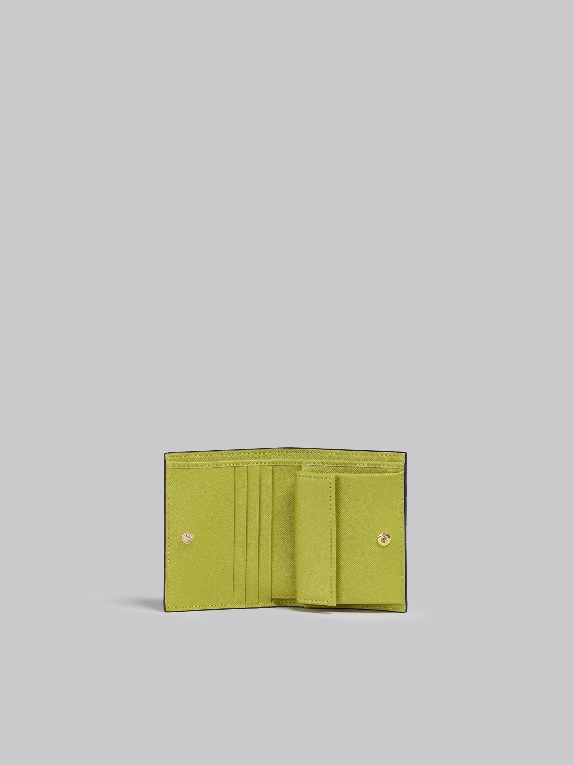 GREEN AND WHITE SAFFIANO LEATHER BI-FOLD WALLET - 2