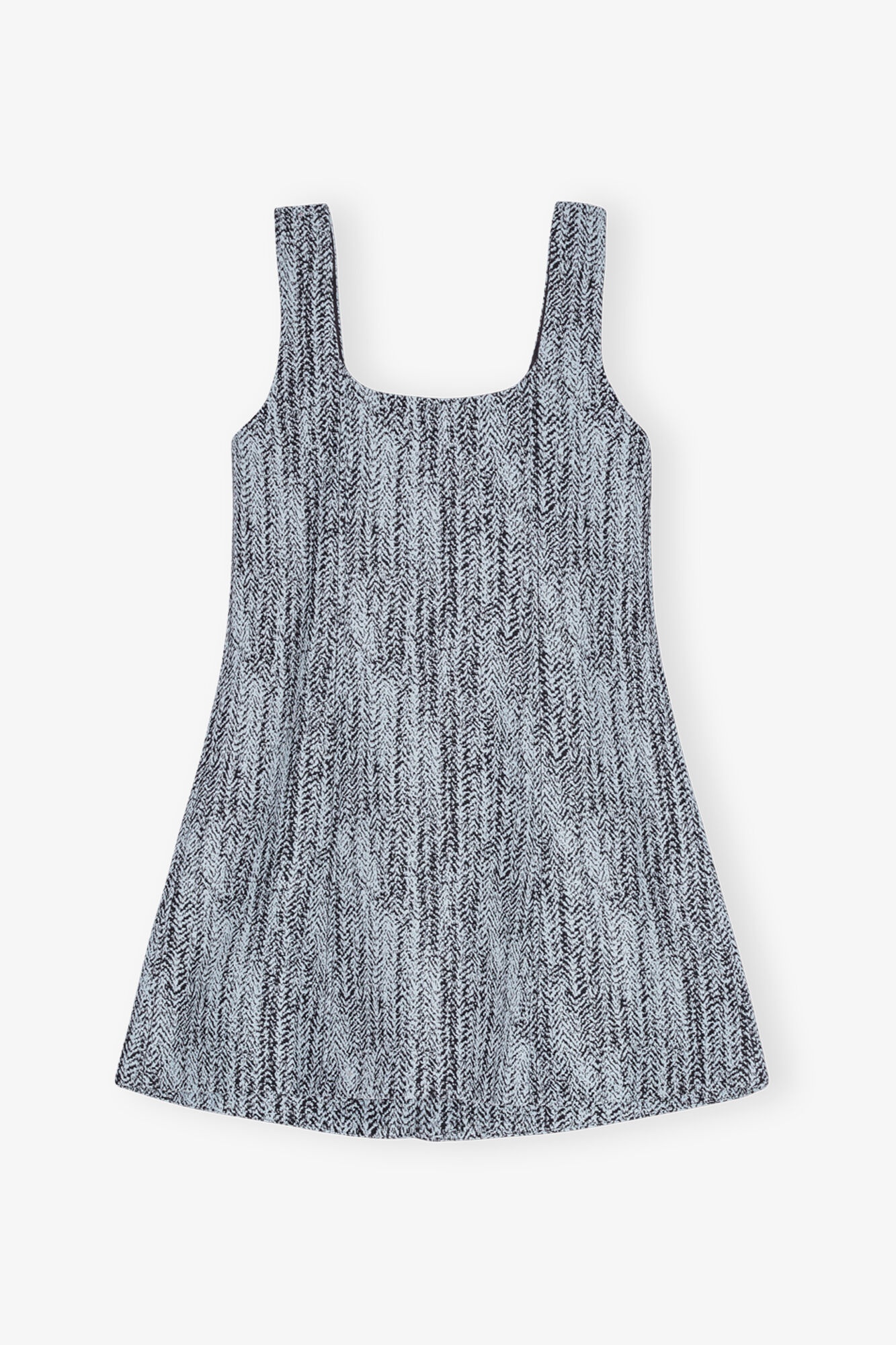 BLUE COTTON TWEED MINI DRESS - 6