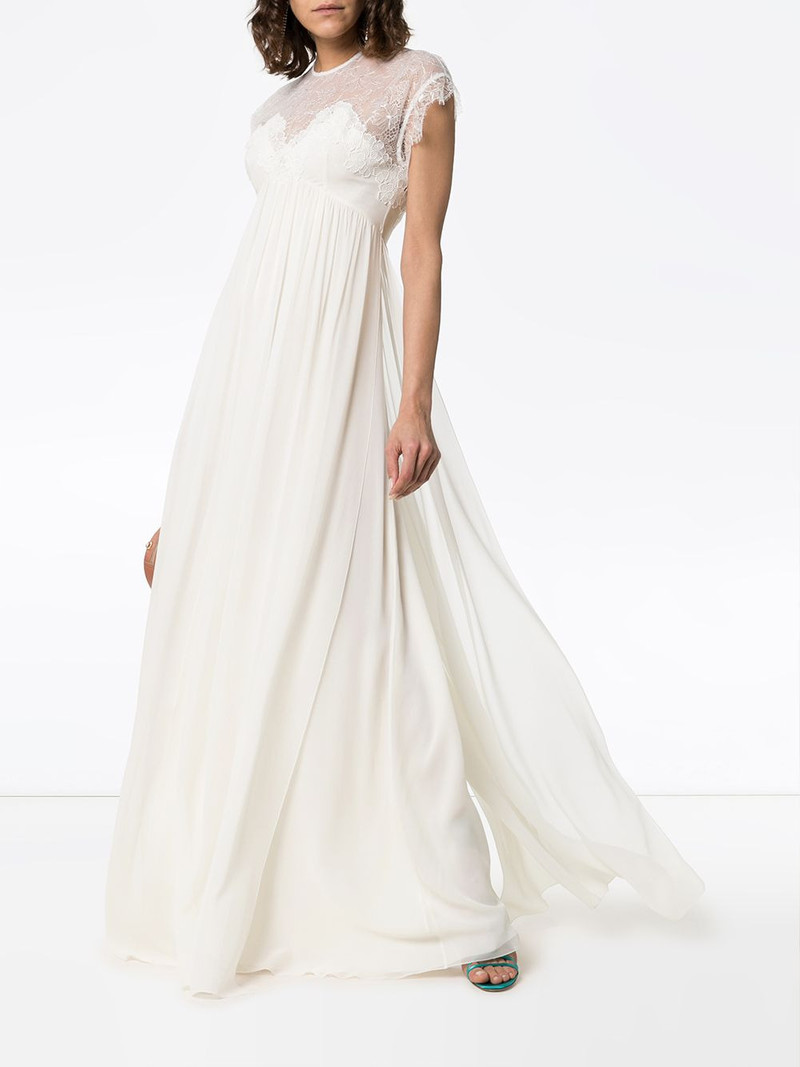 GIAMBATTISTA VALLI cap sleeve lace insert empire line maxi dress outlook