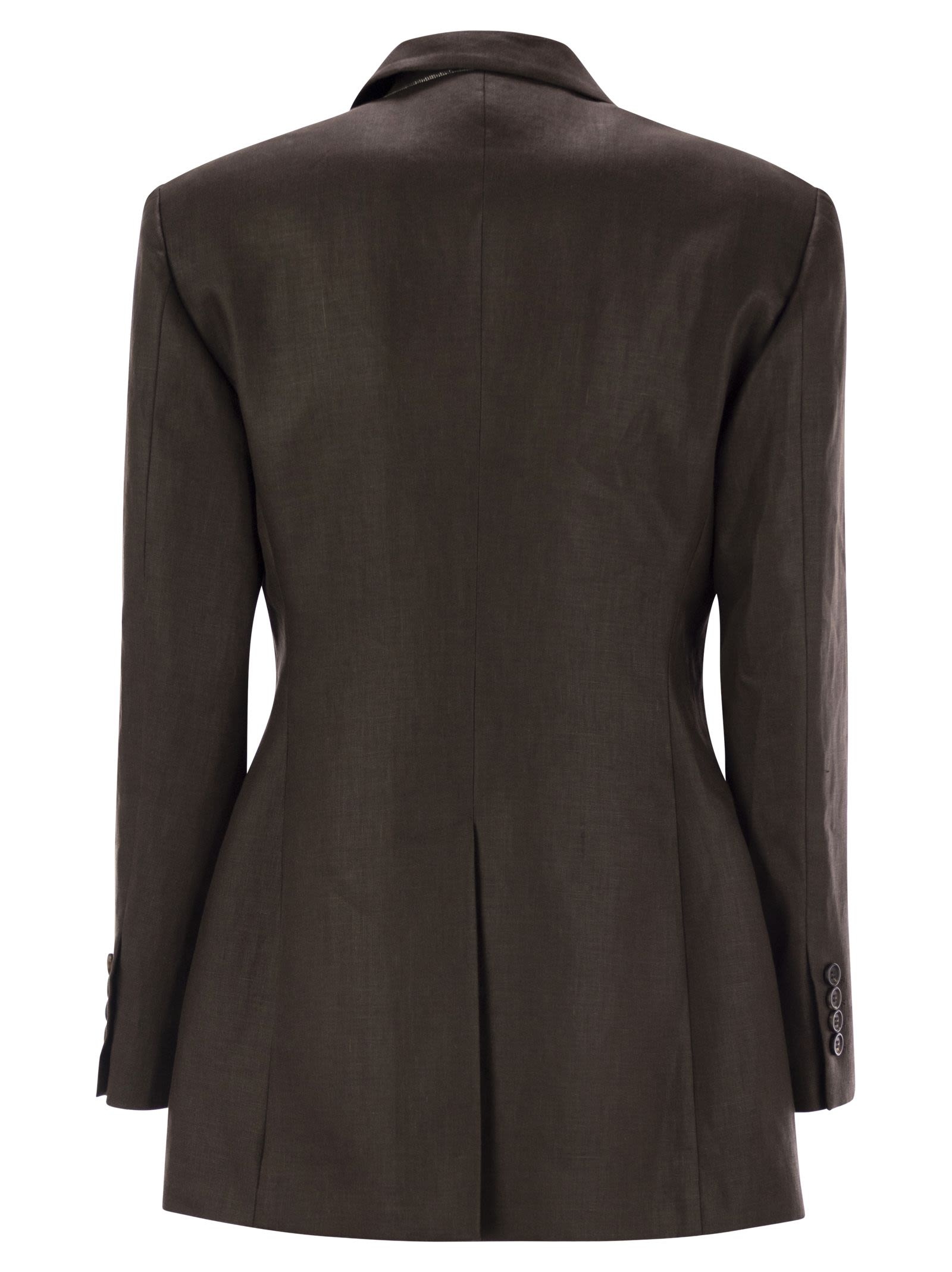 Brunello Cucinelli Women Shiny Linen Twill Jacket With Necklace - 2