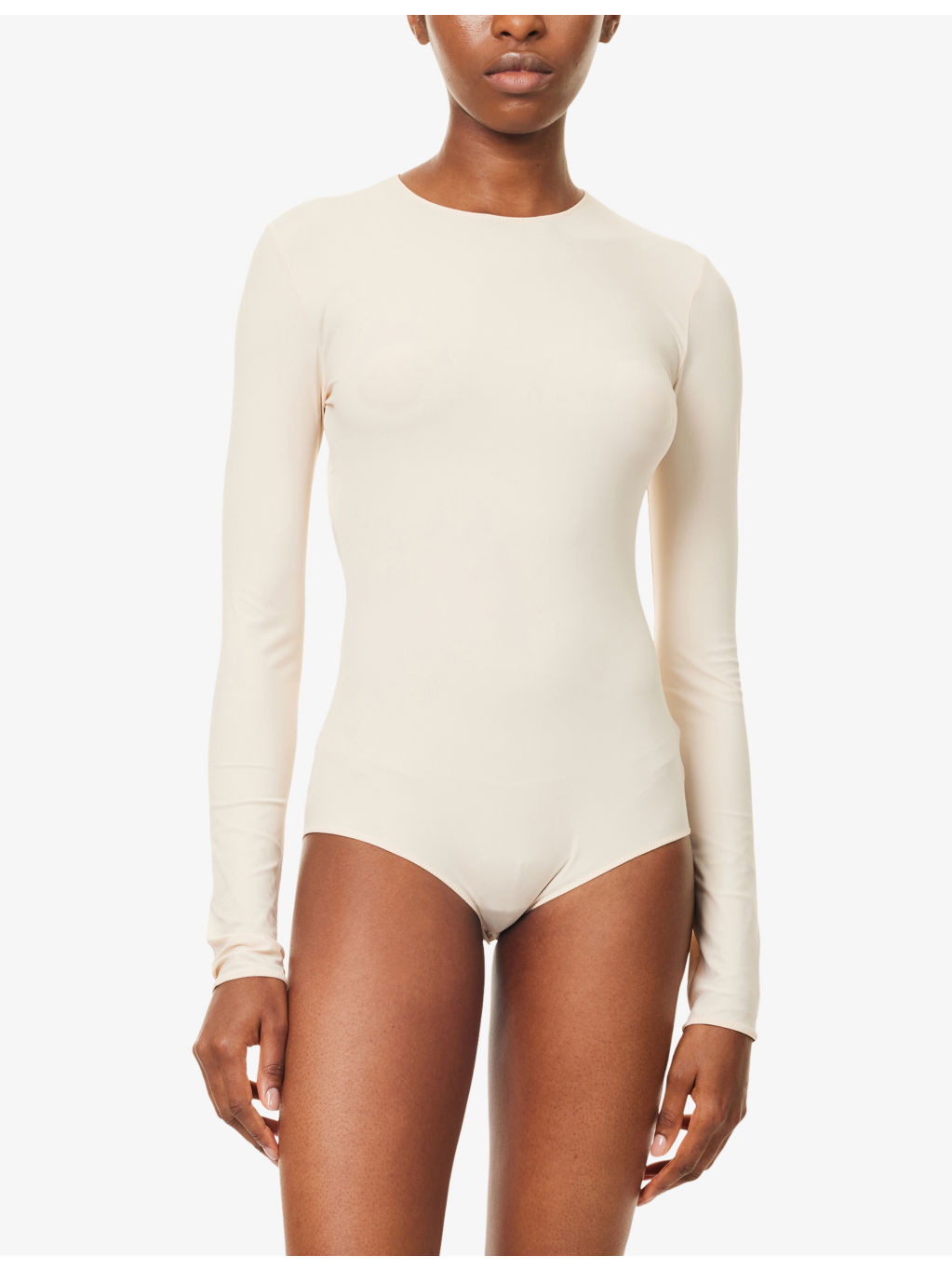 Round-Neck Long-Sleeves Woven Bodysuit - 3