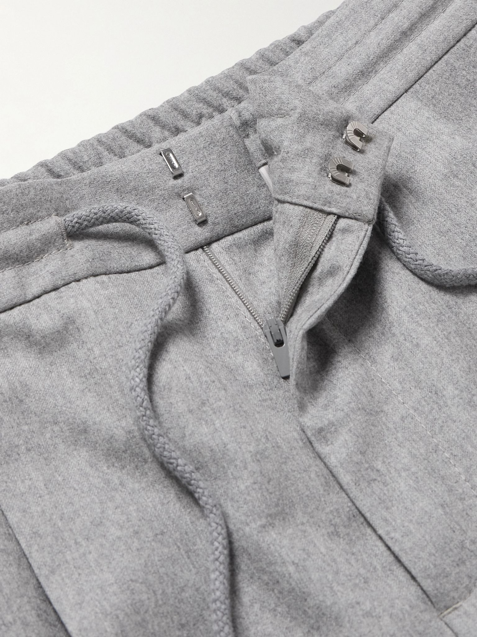Tapered Pleated Virgin Wool-Flannel Drawstring Trousers Gray - 6