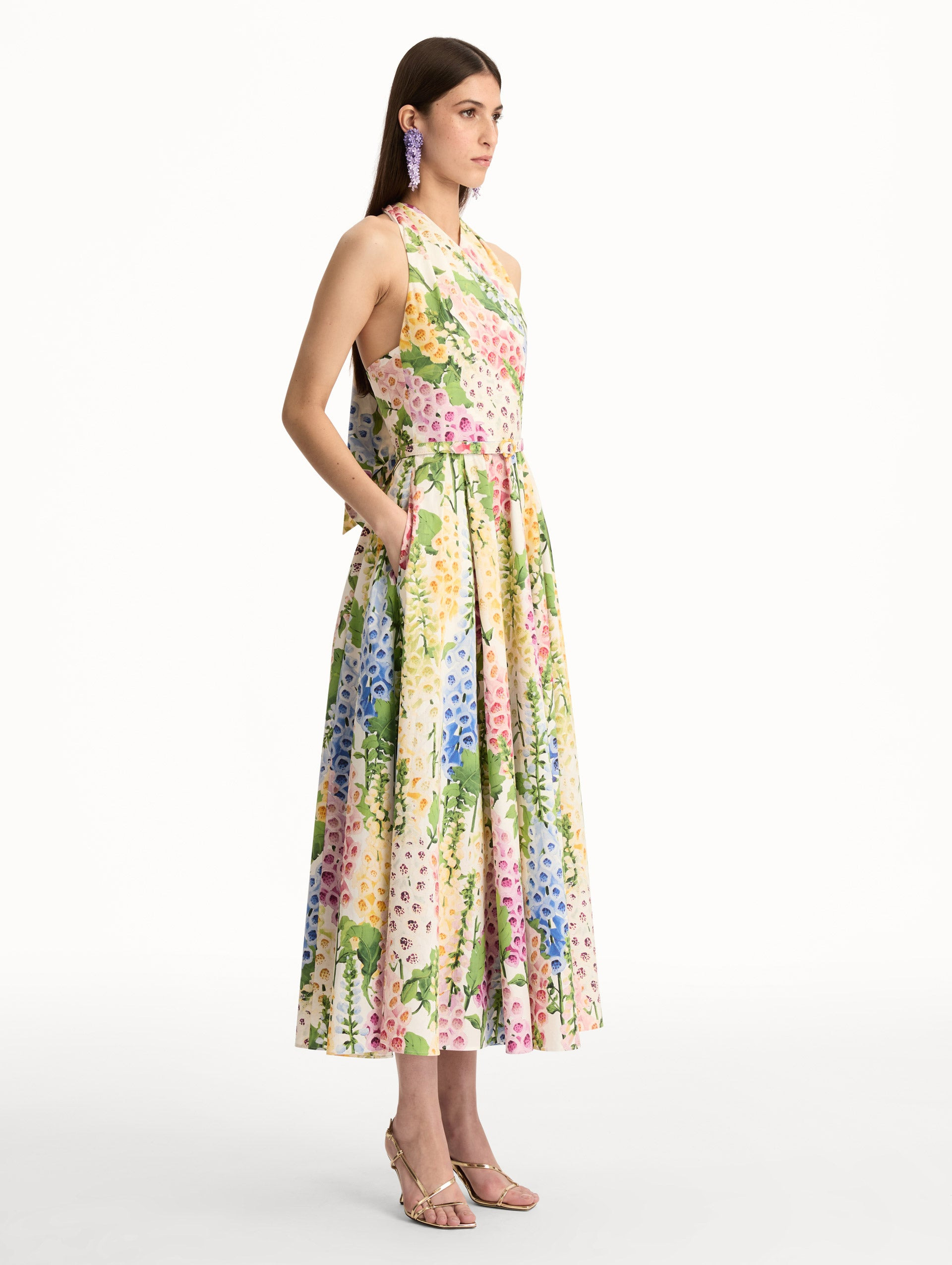 FOXGLOVE COTTON POPLIN HALTER DRESS - 4