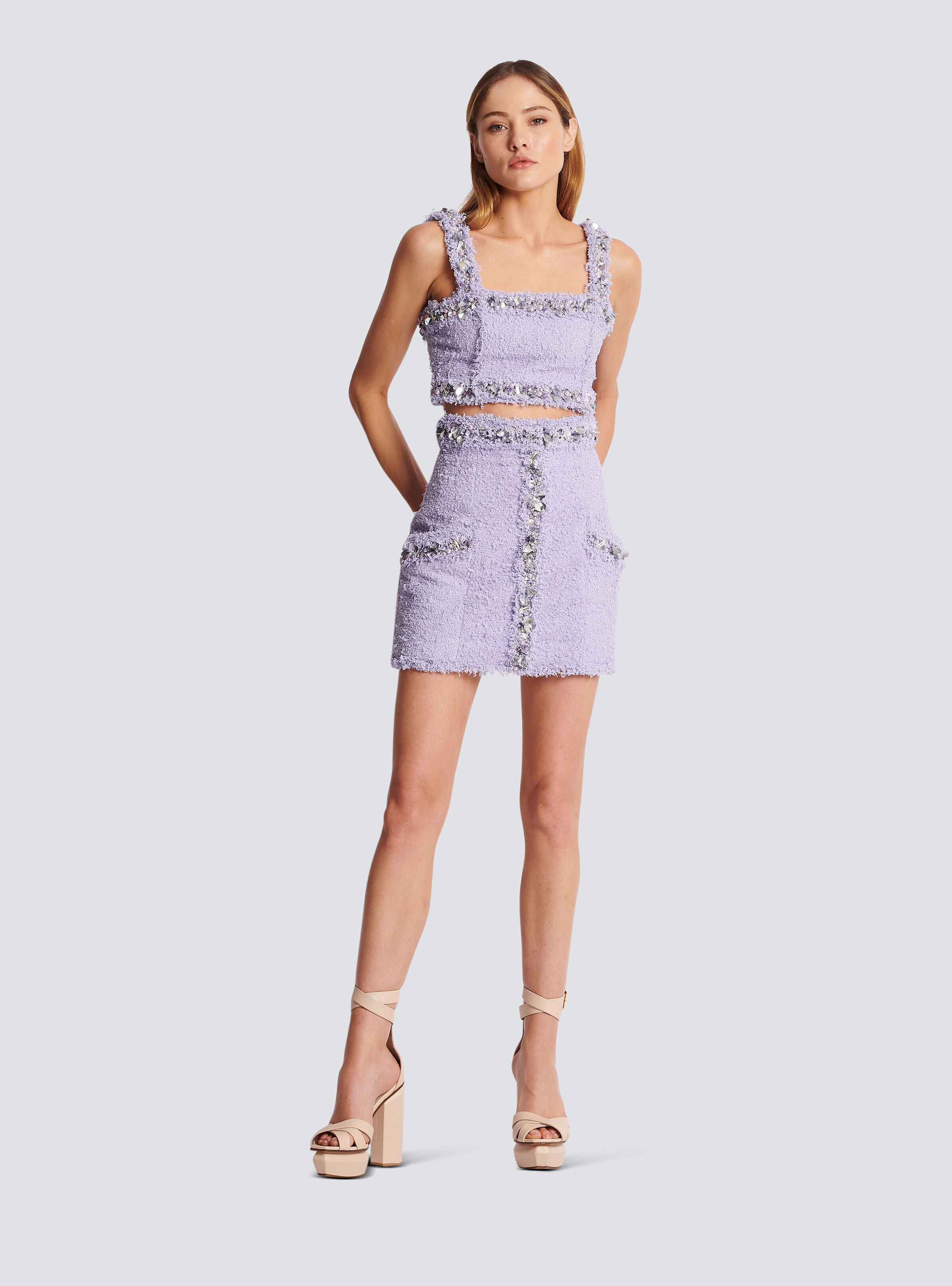 Tweed skirt with embroidered details - 2