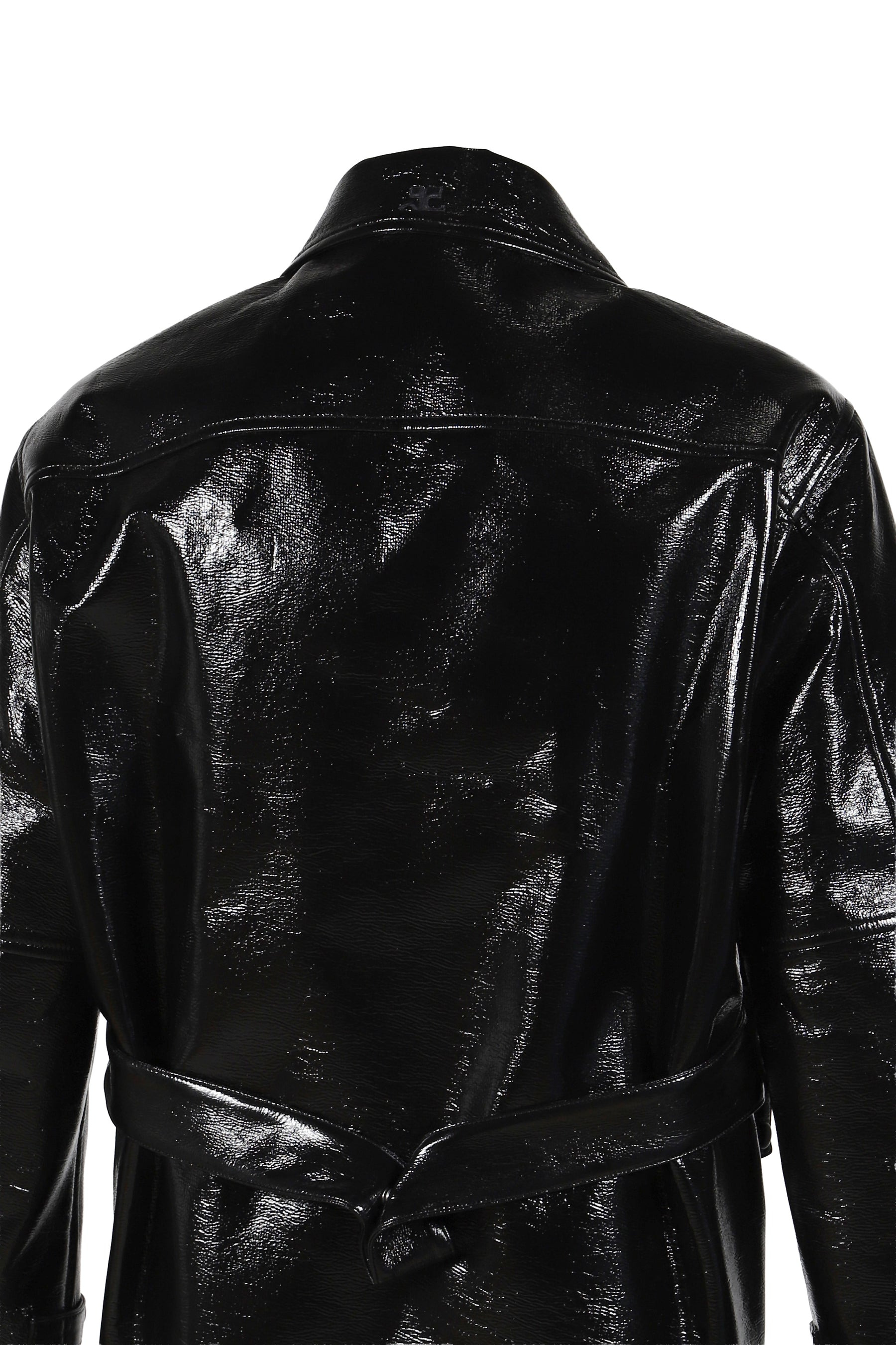 ZIPPED VINYL MAXI BOMBER JACKET / BLK - 5