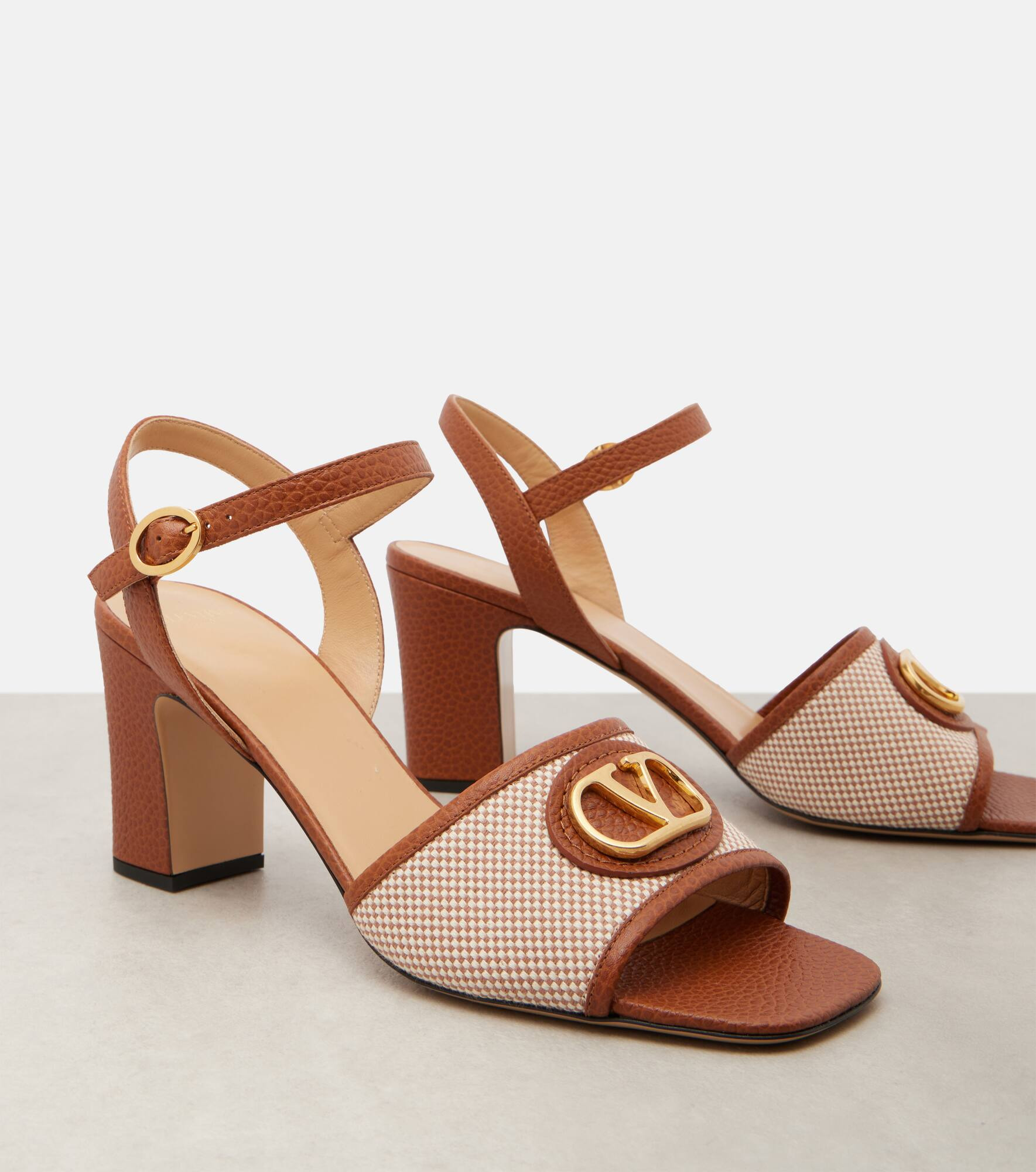 VLogo 75 leather-trimmed canvas sandals - 5