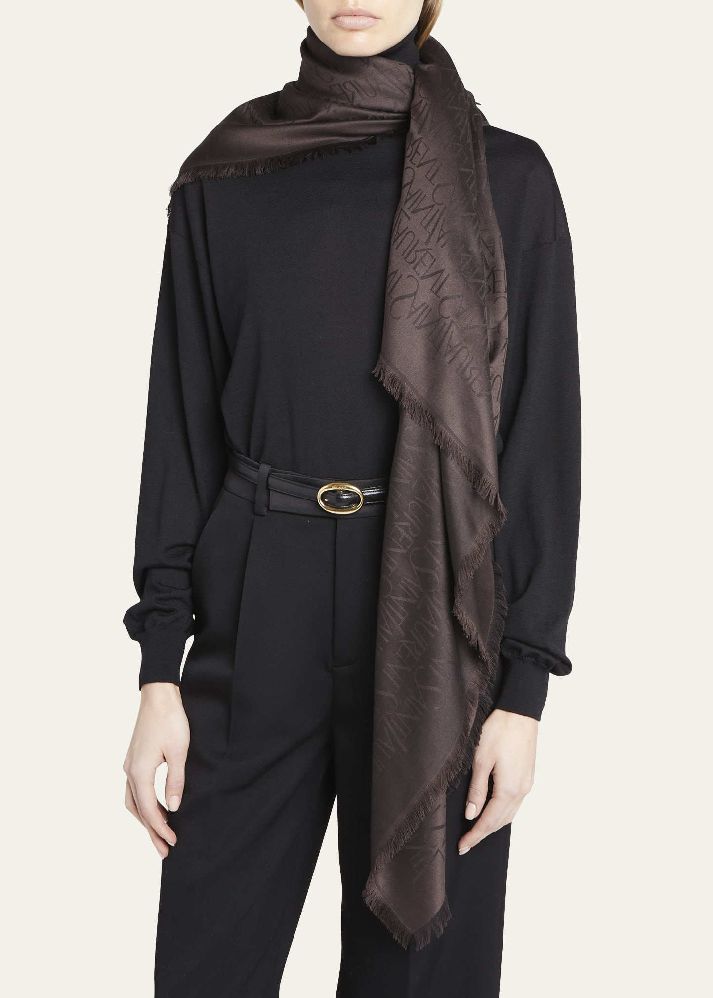 Grand Carre Jacquard Silk-Wool Scarf - 3