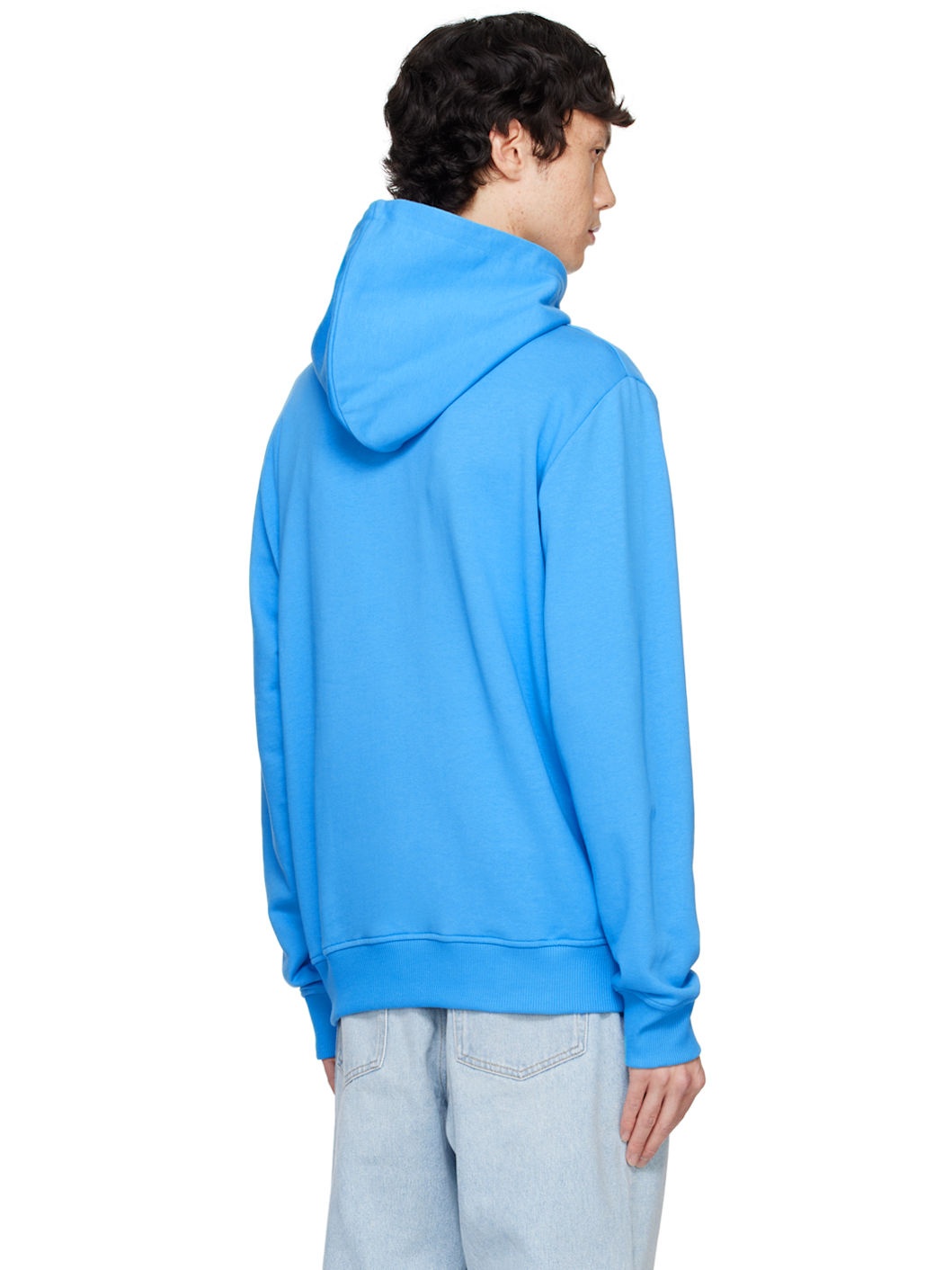 Blue Printed 'Balmain Paris' Hoodie - 3