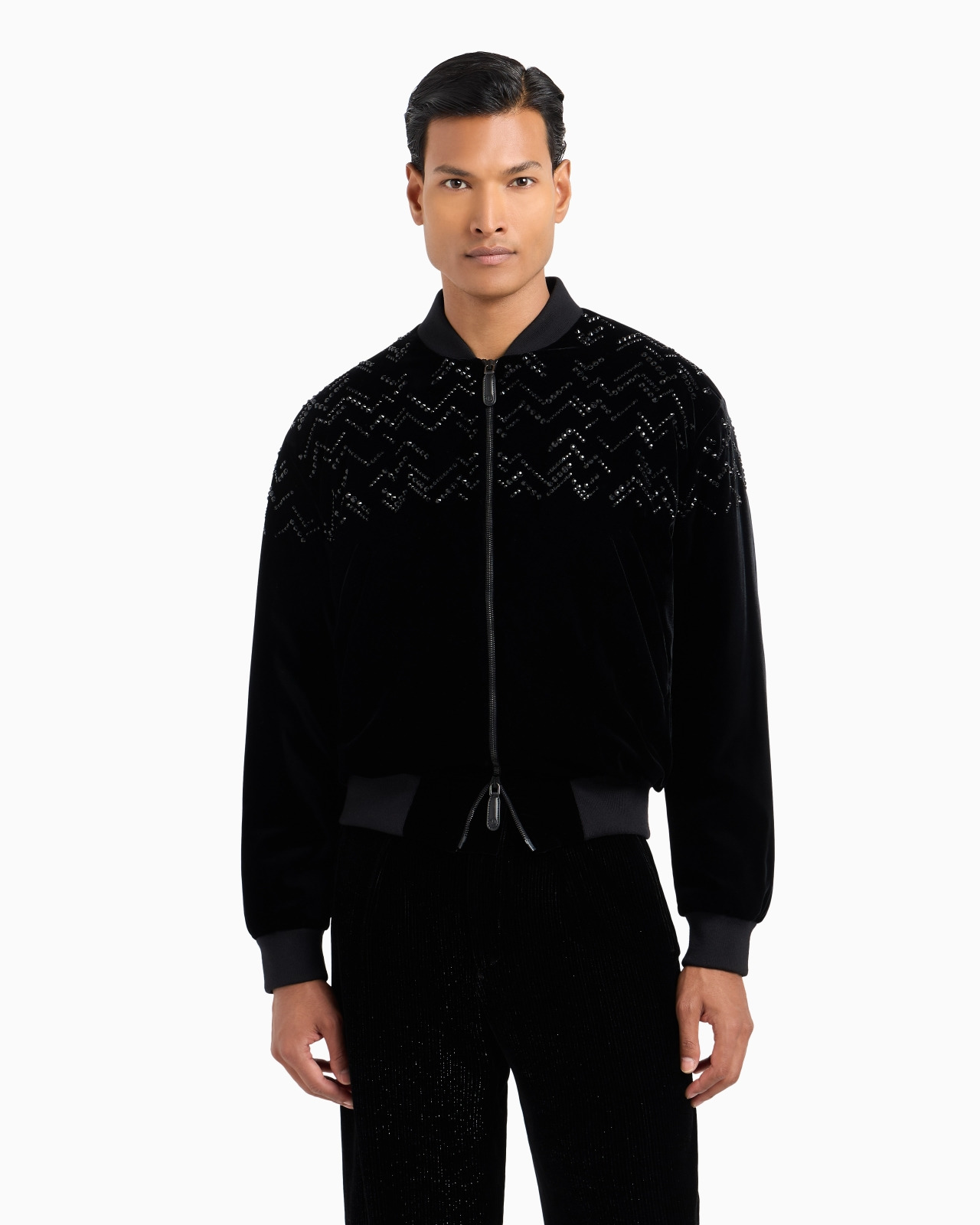 Giorgio’s velvet bomber jacket with applied rhinestones - 4