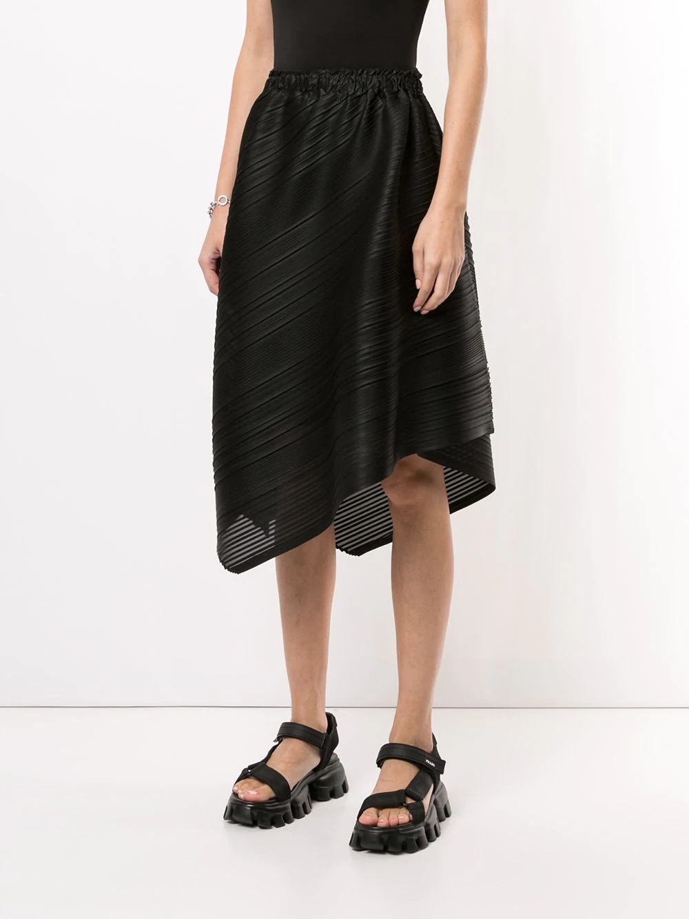 asymmetrical pleated midi skirt - 3