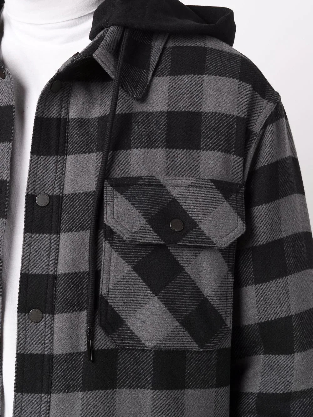 checked hooded shirt - 5