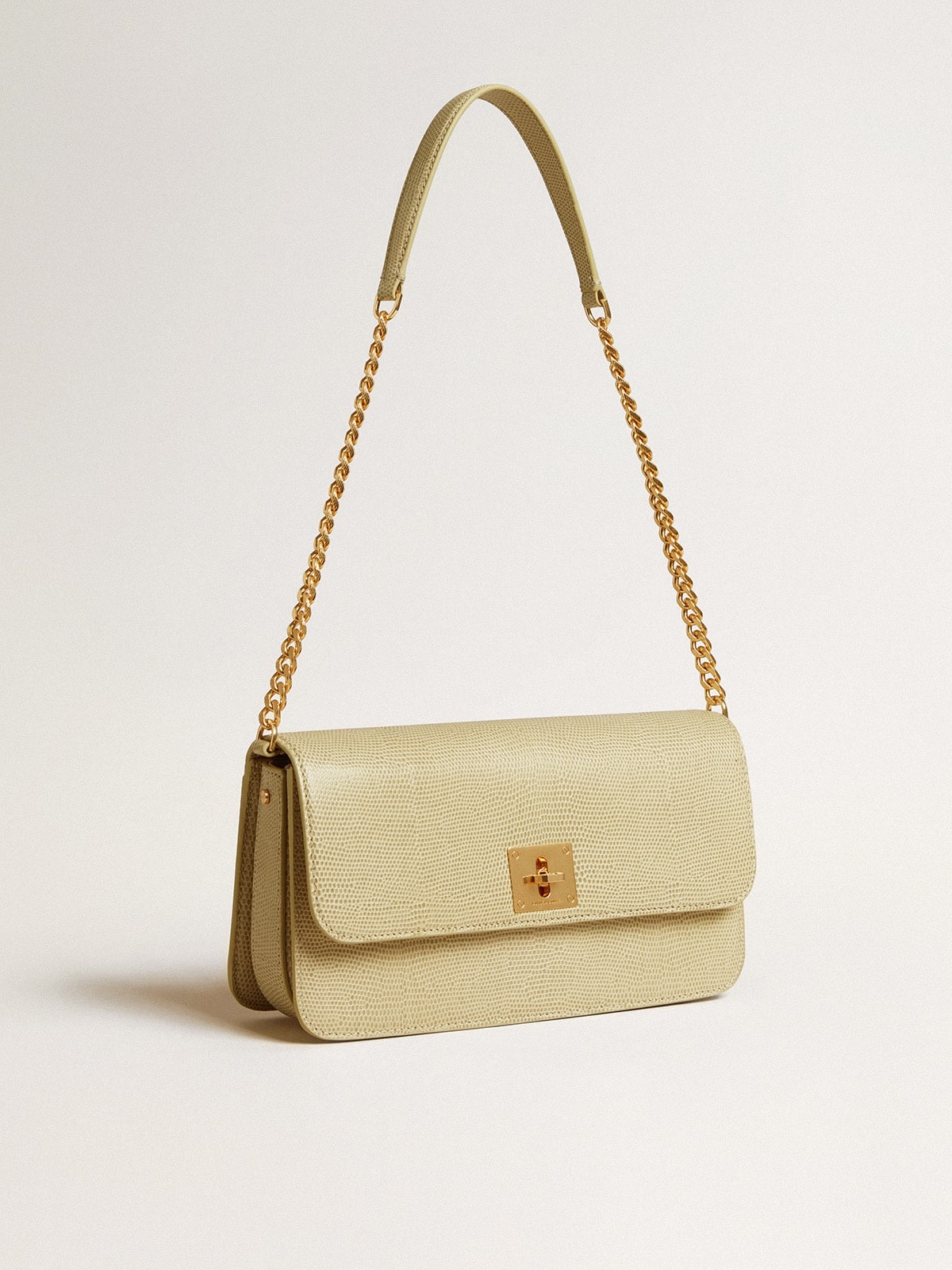 Gioia Bag in mineral-gray sheepskin leather with gold details - 2