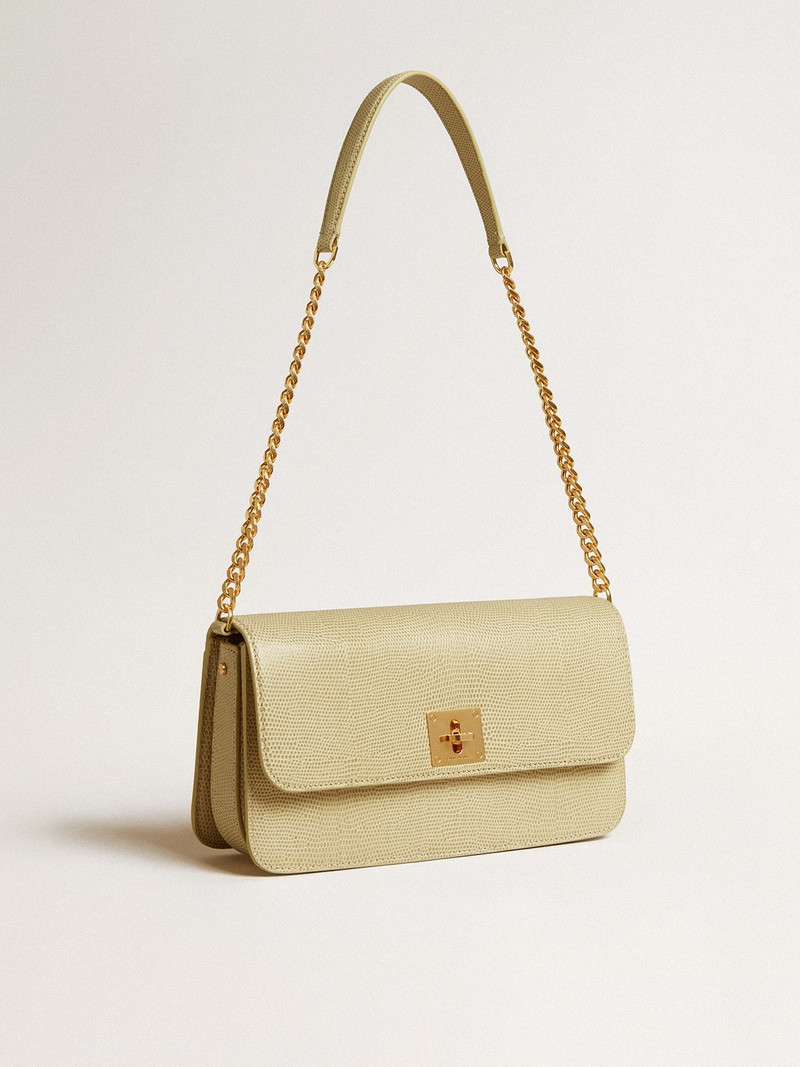 Golden Goose Gioia Bag in mineral-gray sheepskin leather with gold details outlook