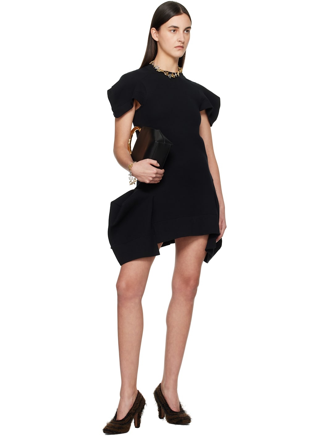 Black Sponge Sweat Minidress - 4