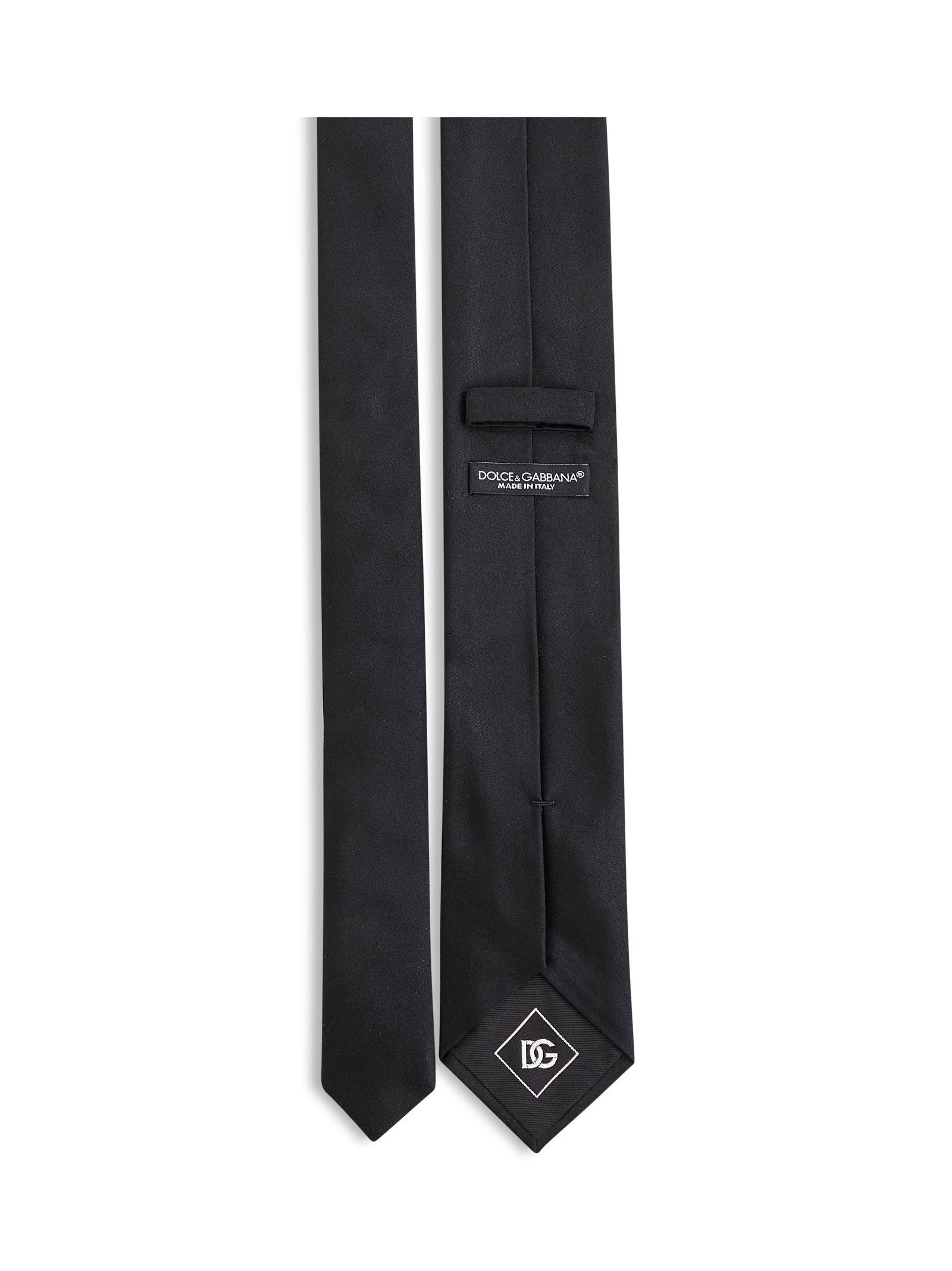 Dolce & Gabbana Men Black Silk Satin Martini Tie - 2